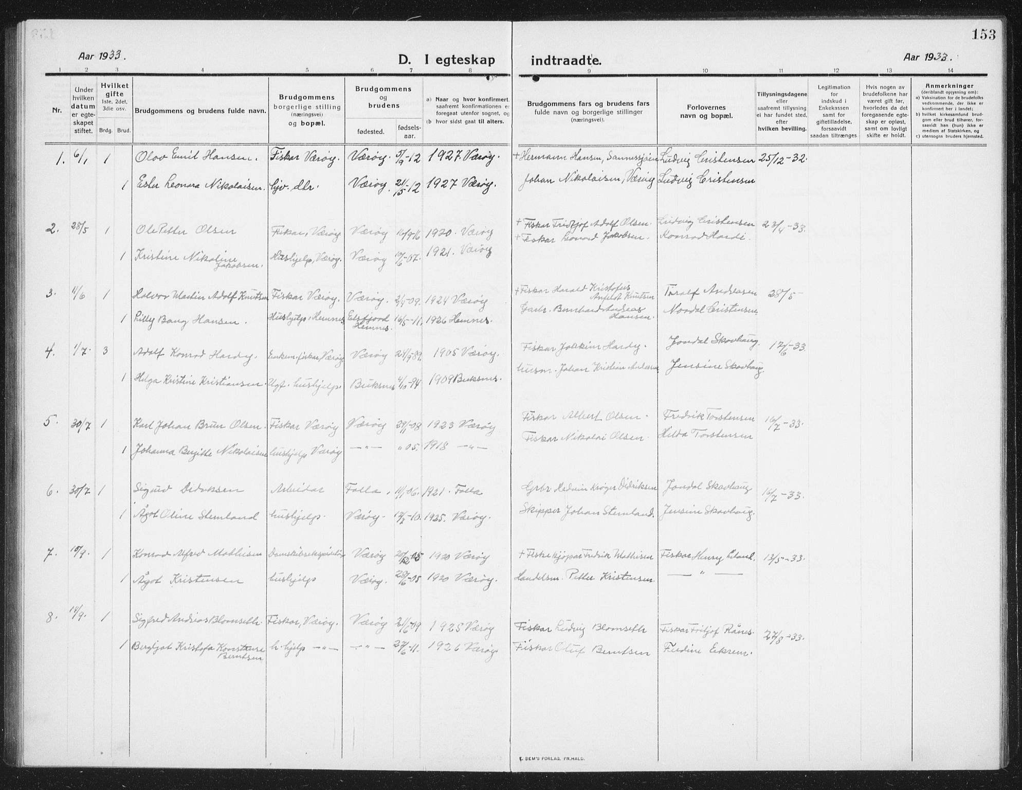 Ministerialprotokoller, klokkerbøker og fødselsregistre - Nordland, AV/SAT-A-1459/807/L0124: Klokkerbok nr. 807C02, 1910-1935, s. 153