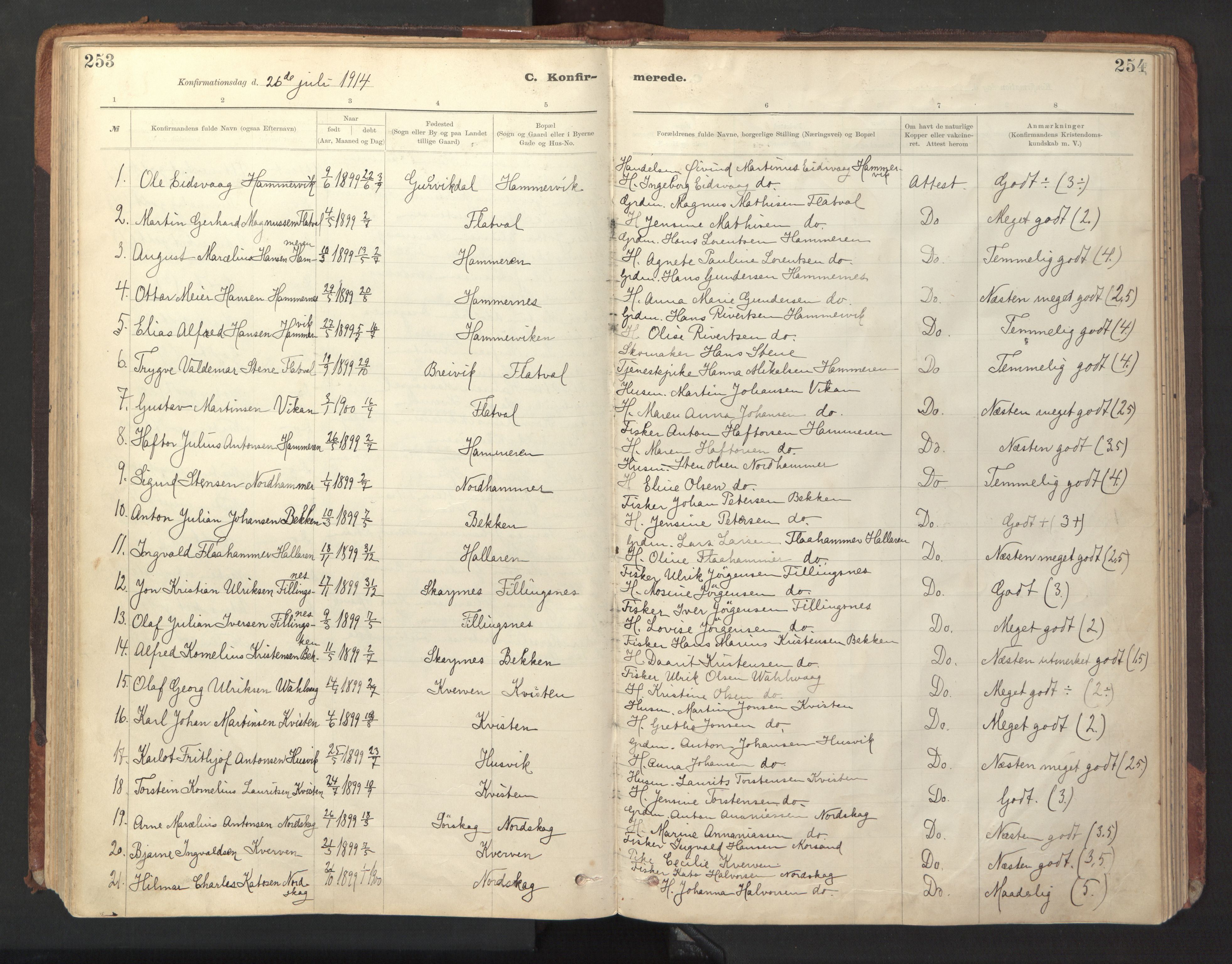 Ministerialprotokoller, klokkerbøker og fødselsregistre - Sør-Trøndelag, AV/SAT-A-1456/641/L0596: Ministerialbok nr. 641A02, 1898-1915, s. 253-254