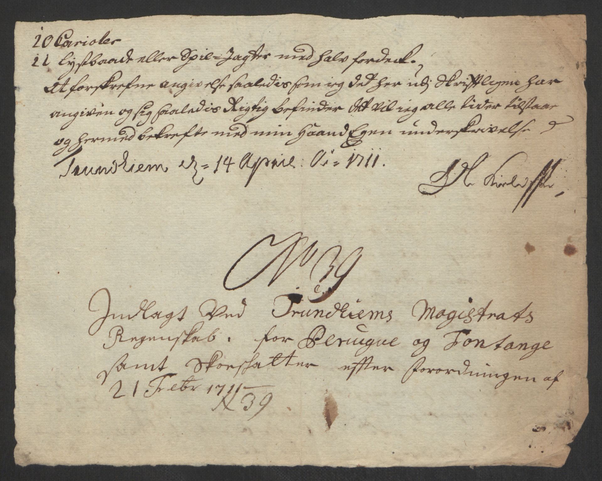 Rentekammeret inntil 1814, Reviderte regnskaper, Byregnskaper, AV/RA-EA-4066/R/Rs/L0507: [S3] Kontribusjonsregnskap, 1699-1711, s. 564