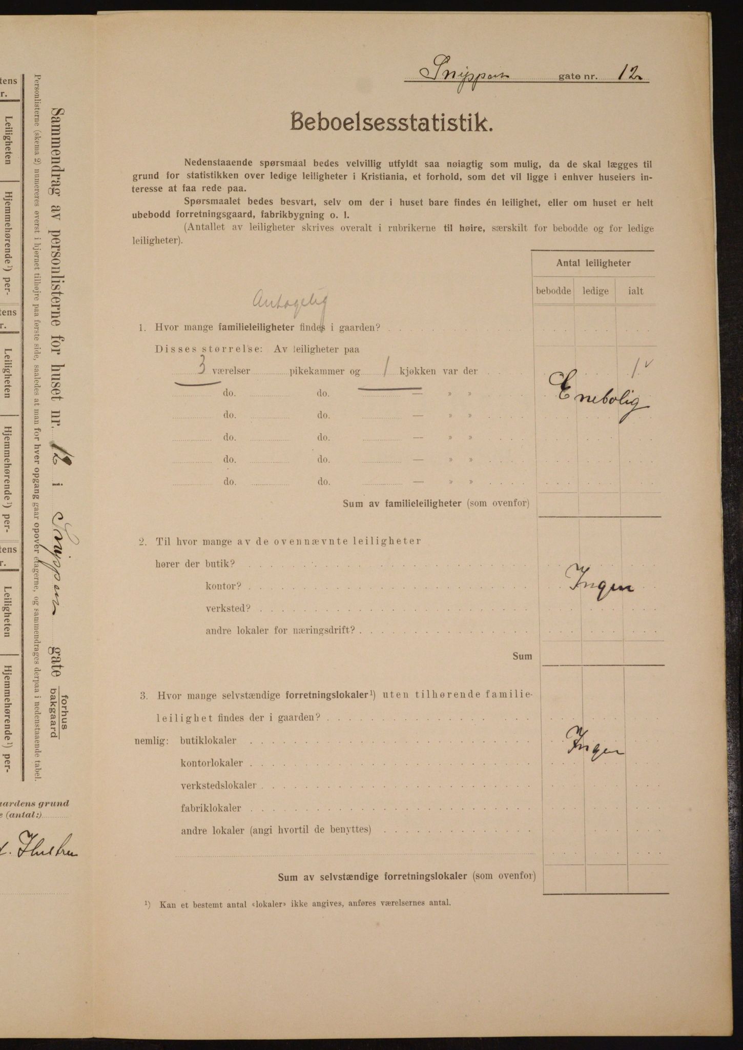 OBA, Kommunal folketelling 1.2.1910 for Kristiania, 1910, s. 93486