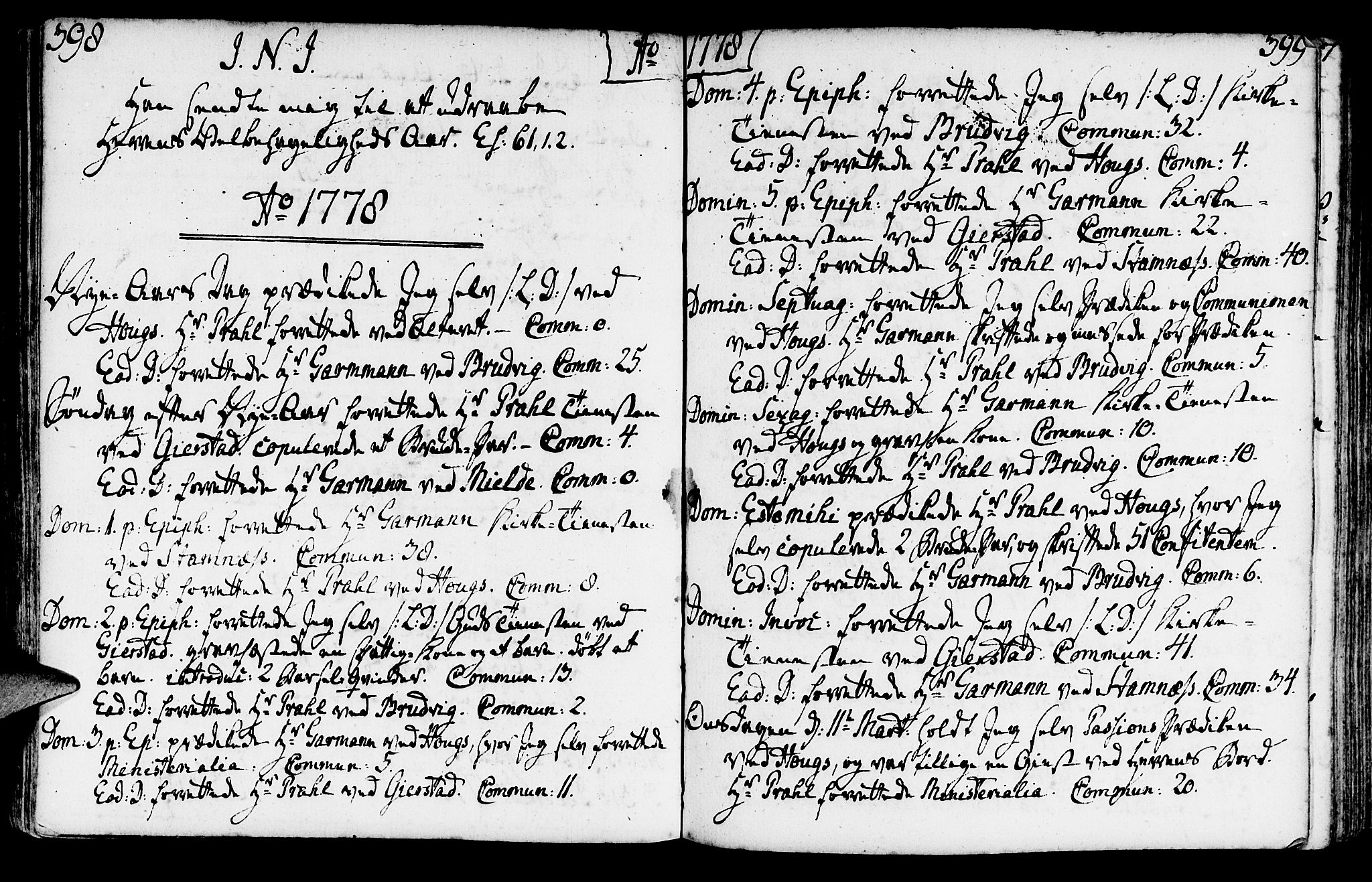 Haus sokneprestembete, SAB/A-75601/H/Haa: Ministerialbok nr. A 9, 1767-1781, s. 398-399