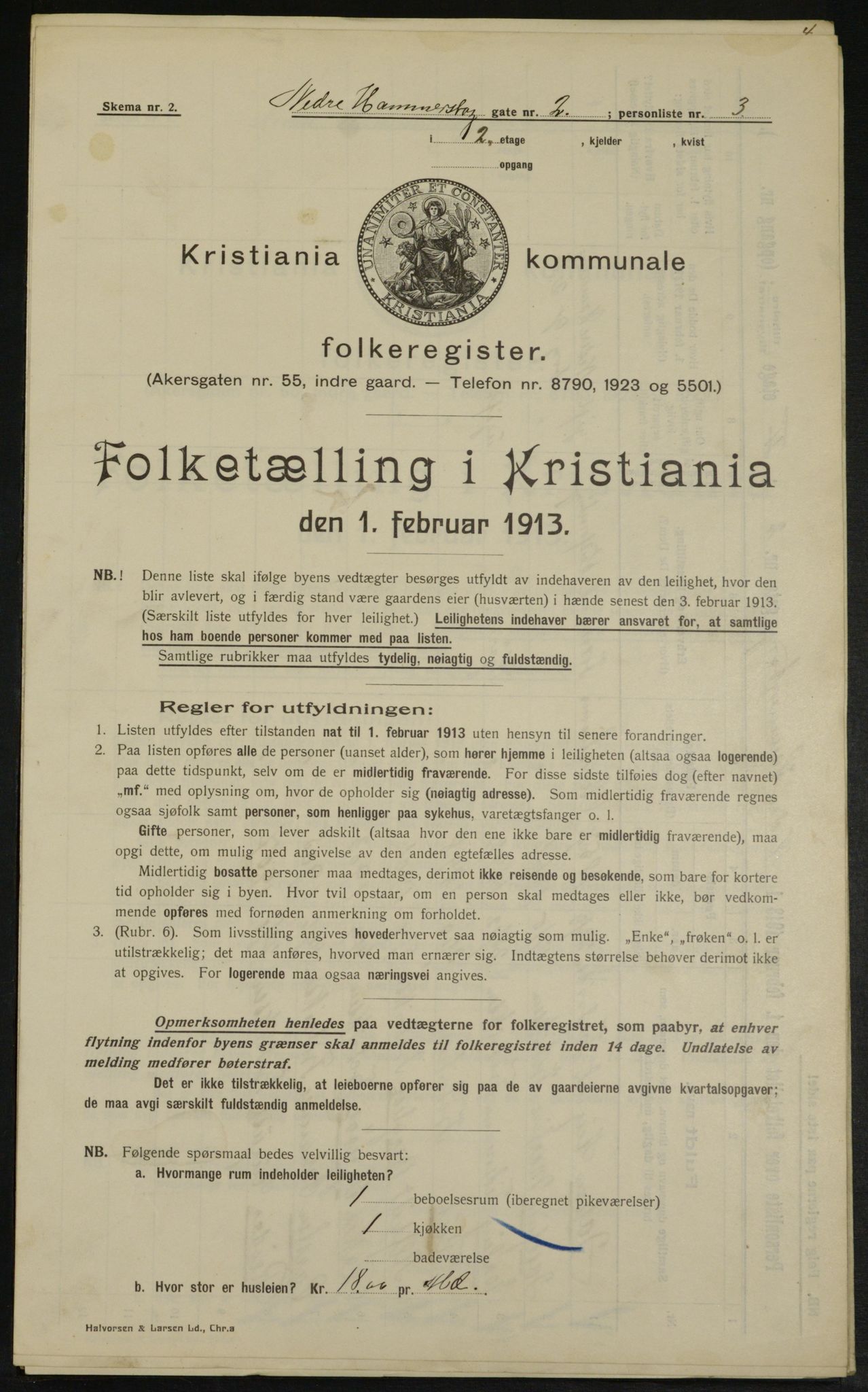 OBA, Kommunal folketelling 1.2.1913 for Kristiania, 1913, s. 69158