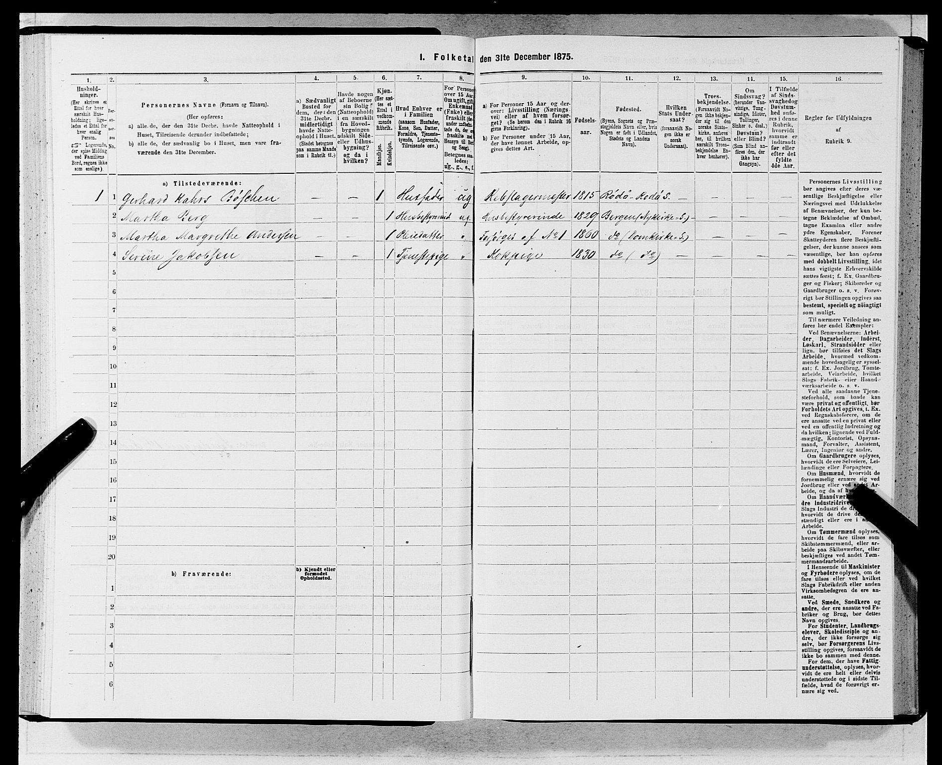 SAB, Folketelling 1875 for 1281L Bergen landdistrikt, Domkirkens landsokn og Sandvikens landsokn, 1875, s. 168