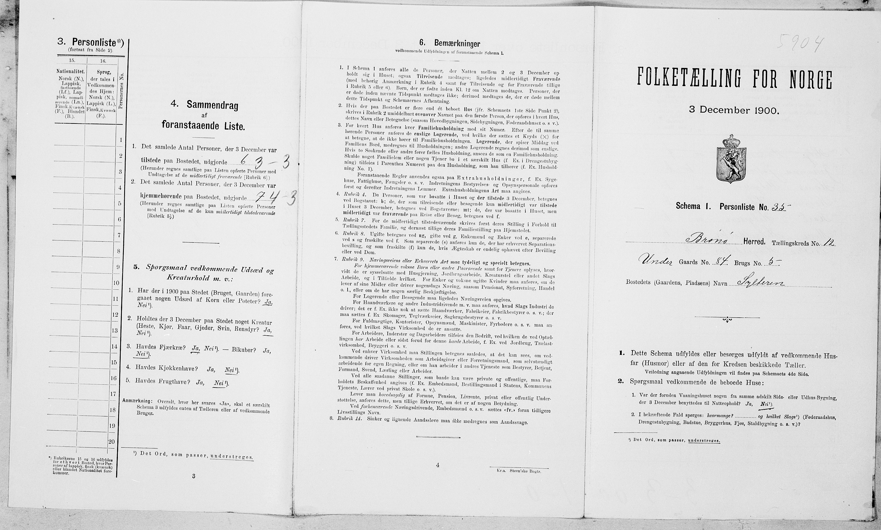SAT, Folketelling 1900 for 1814 Brønnøy herred, 1900, s. 1521
