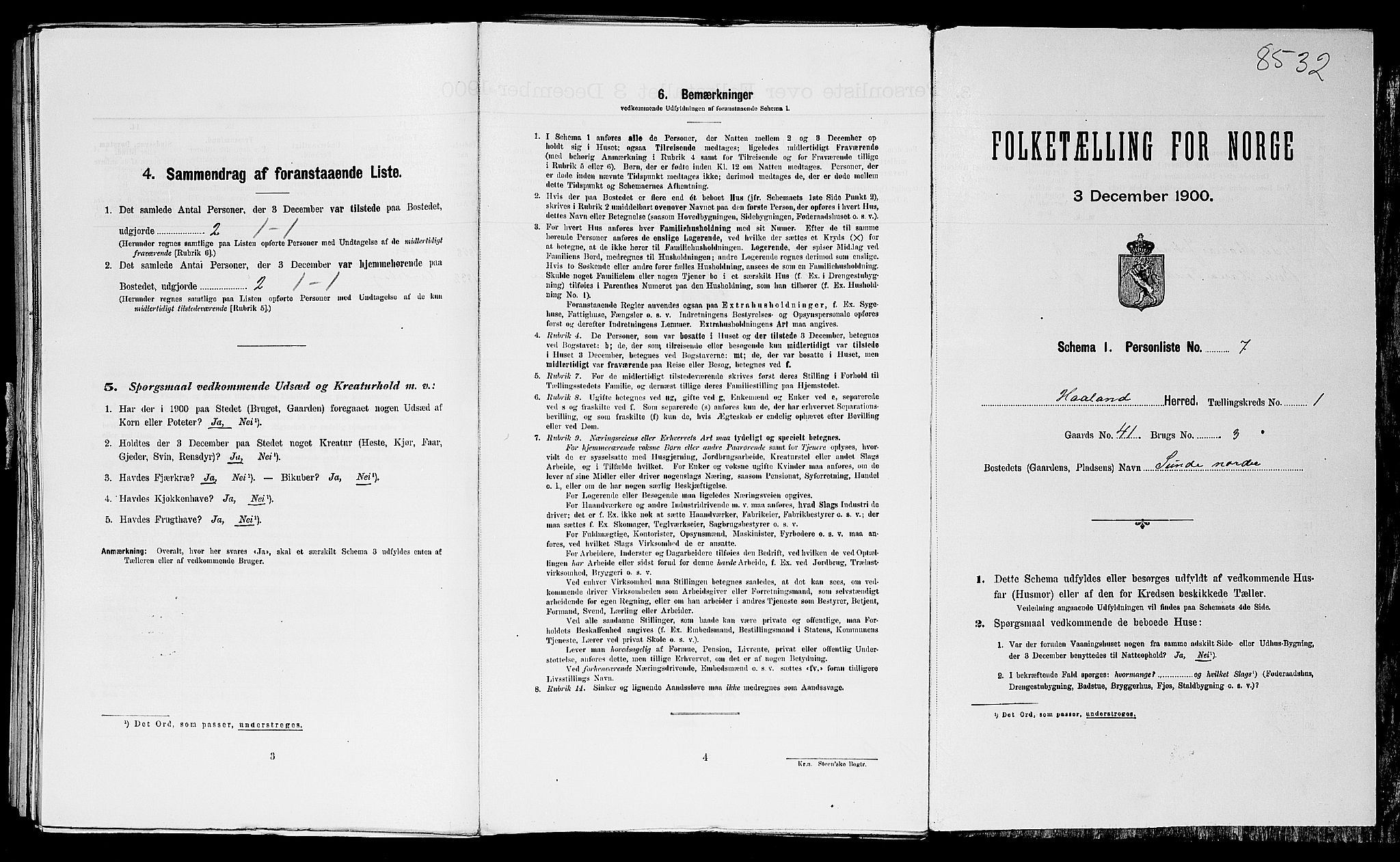 SAST, Folketelling 1900 for 1124 Haaland herred, 1900, s. 111