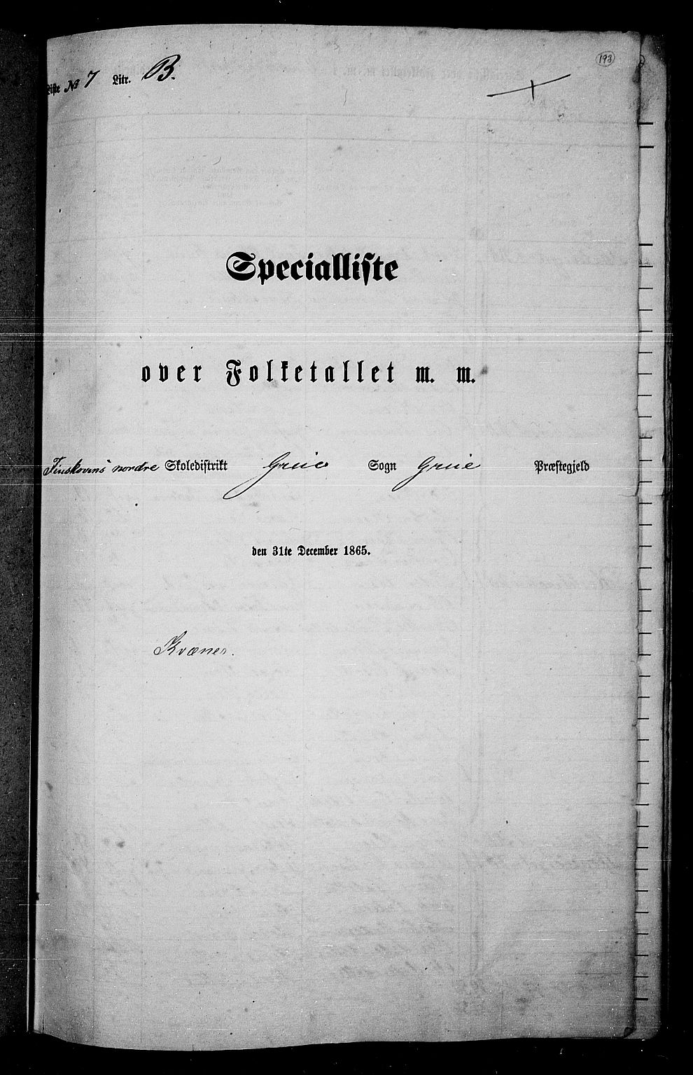 RA, Folketelling 1865 for 0423P Grue prestegjeld, 1865, s. 169