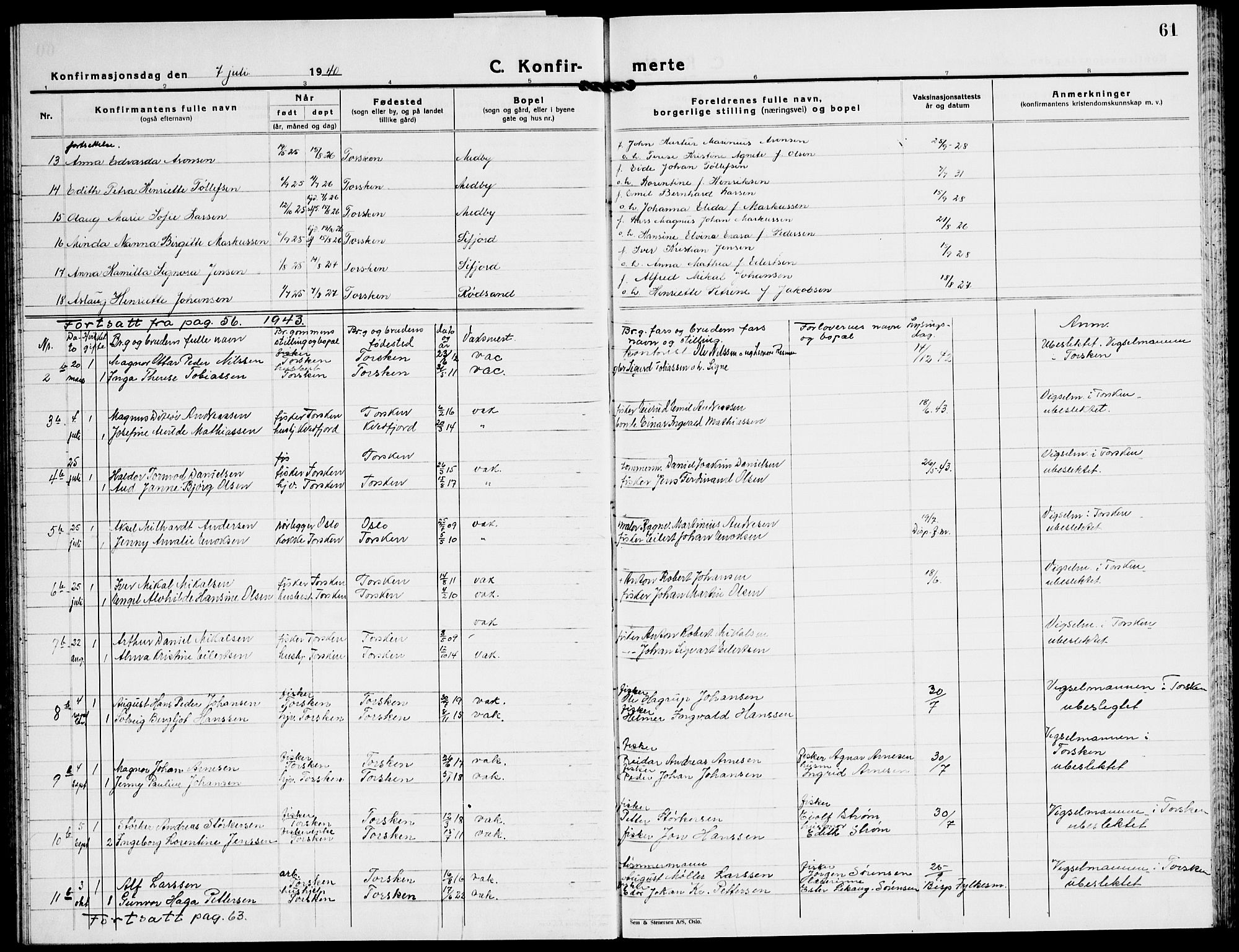 Berg sokneprestkontor, AV/SATØ-S-1318/G/Ga/Gab/L0015klokker: Klokkerbok nr. 15, 1934-1945, s. 61