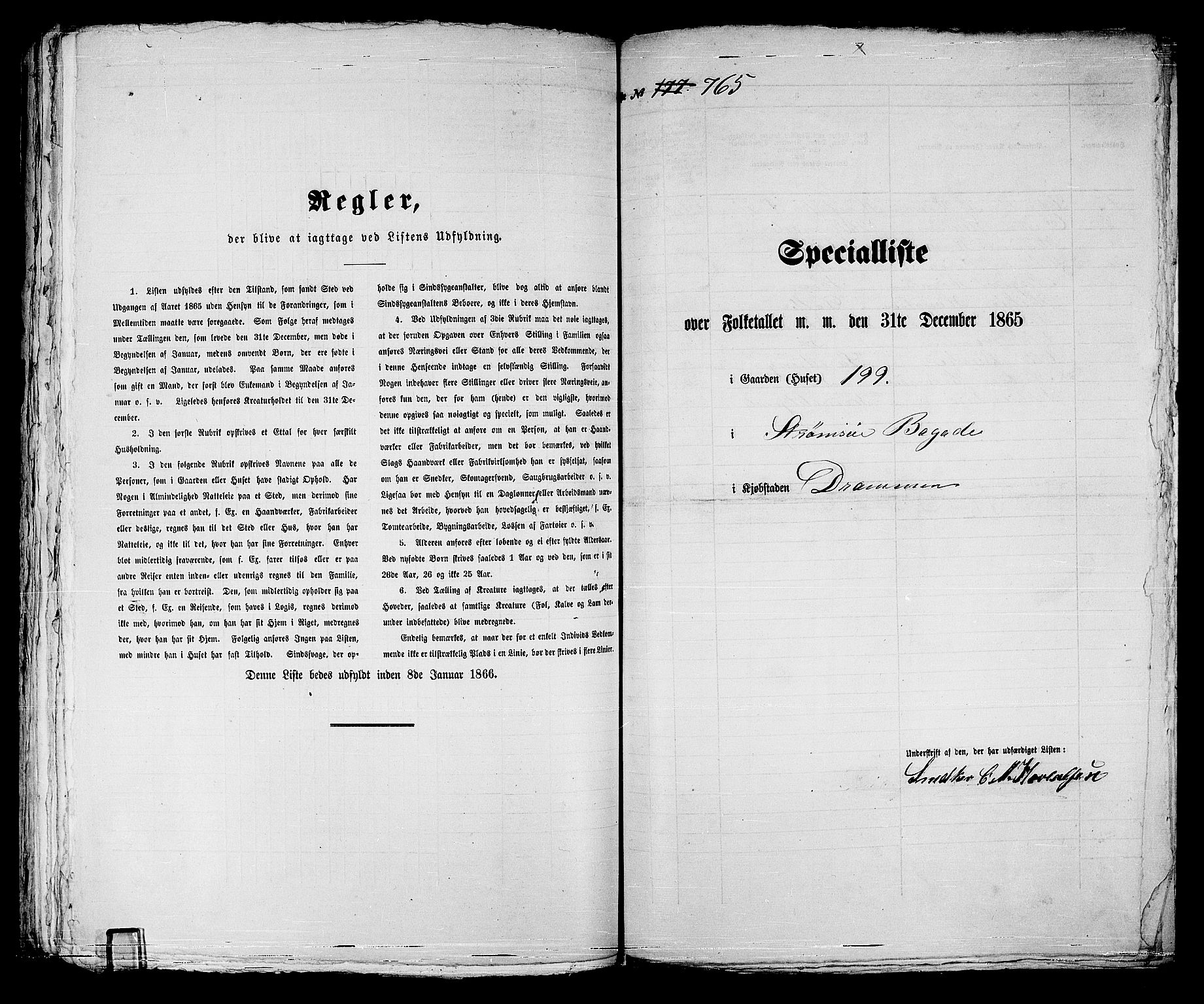 RA, Folketelling 1865 for 0602bP Strømsø prestegjeld i Drammen kjøpstad, 1865, s. 343