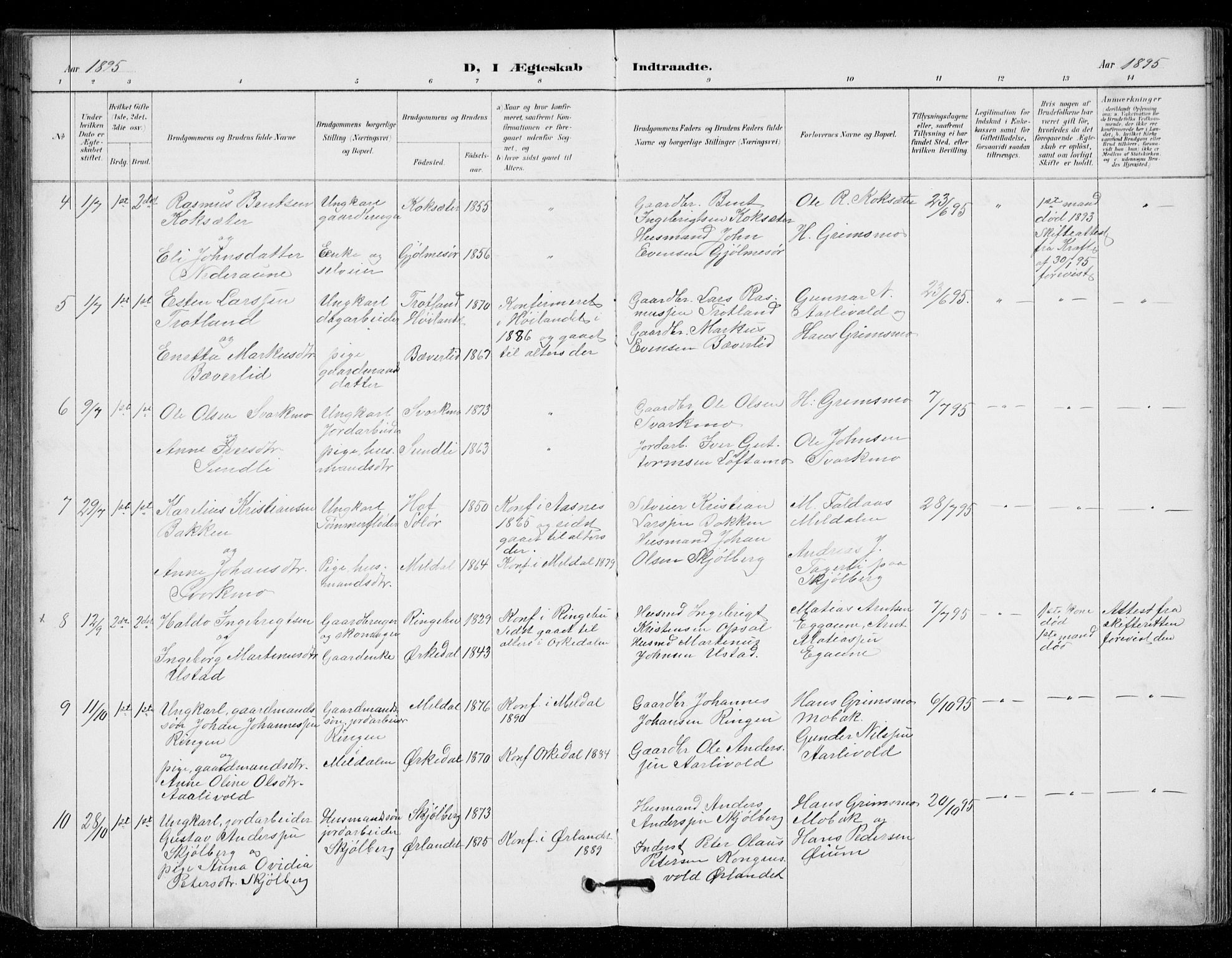 Ministerialprotokoller, klokkerbøker og fødselsregistre - Sør-Trøndelag, AV/SAT-A-1456/671/L0841: Ministerialbok nr. 671A03, 1893-1915