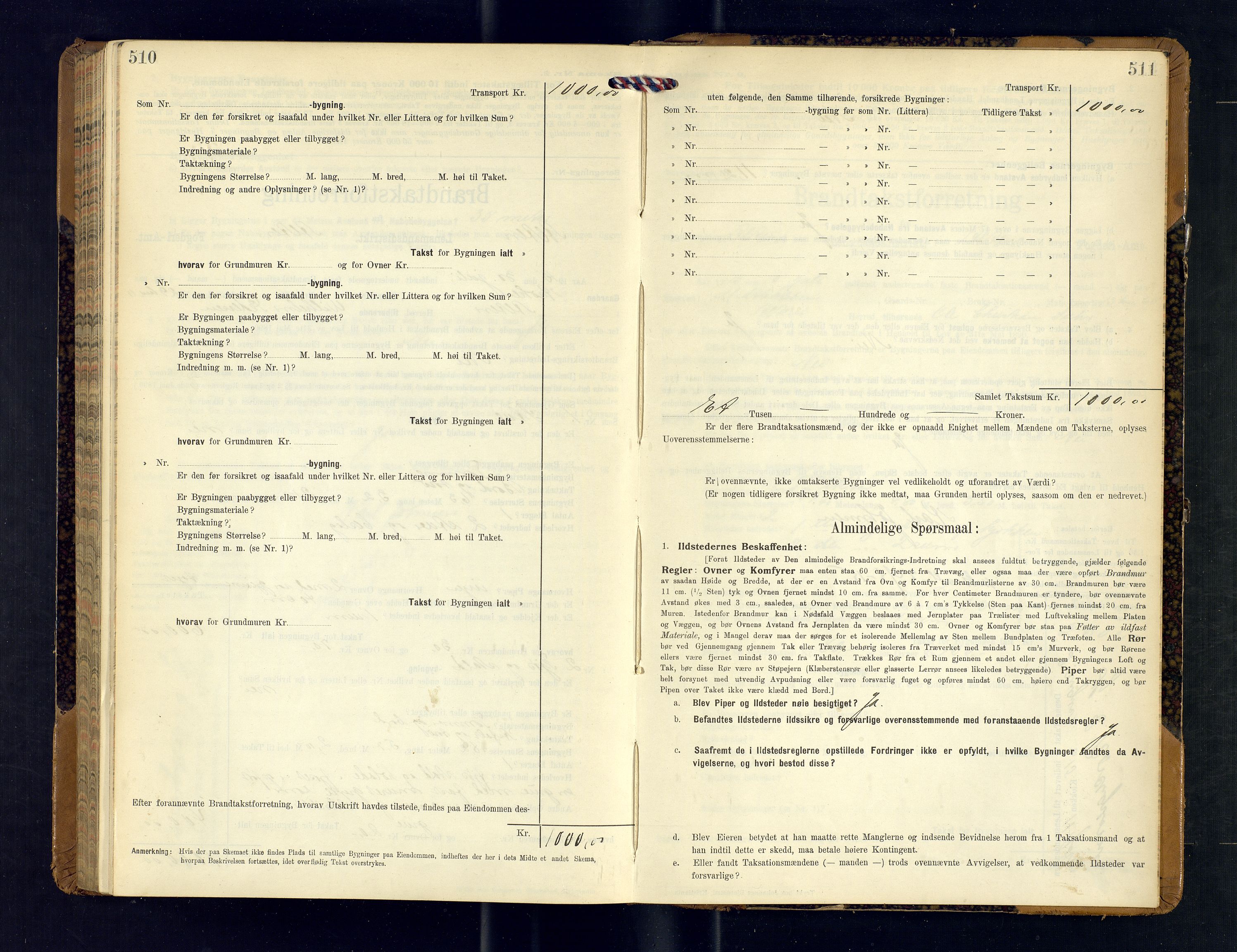 Alta lensmannskontor, AV/SATØ-S-1165/O/Ob/L0171: Branntakstprotokoll, 1911-1915, s. 510-511