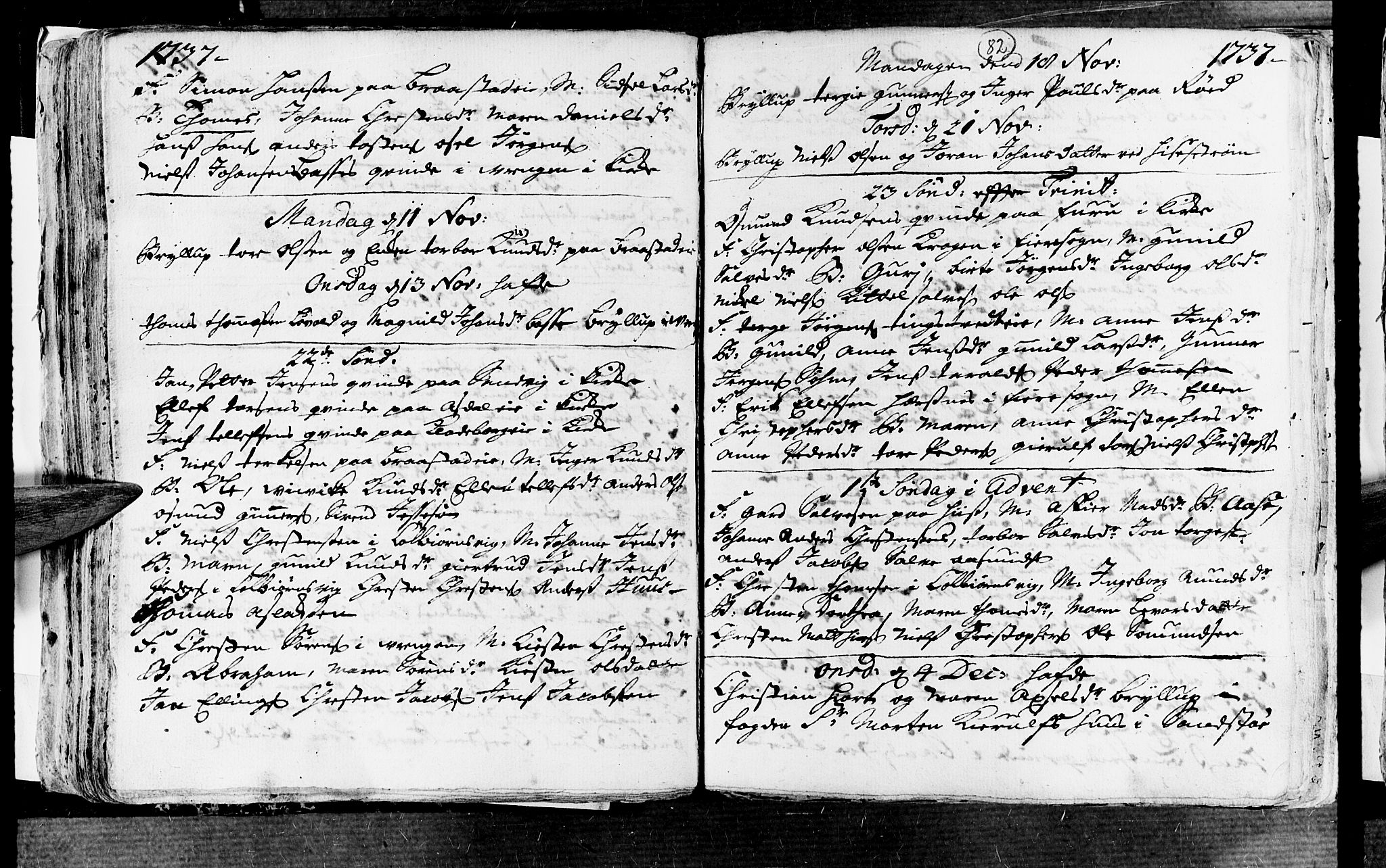 Øyestad sokneprestkontor, AV/SAK-1111-0049/F/Fa/L0004: Ministerialbok nr. A 4, 1730-1750, s. 82