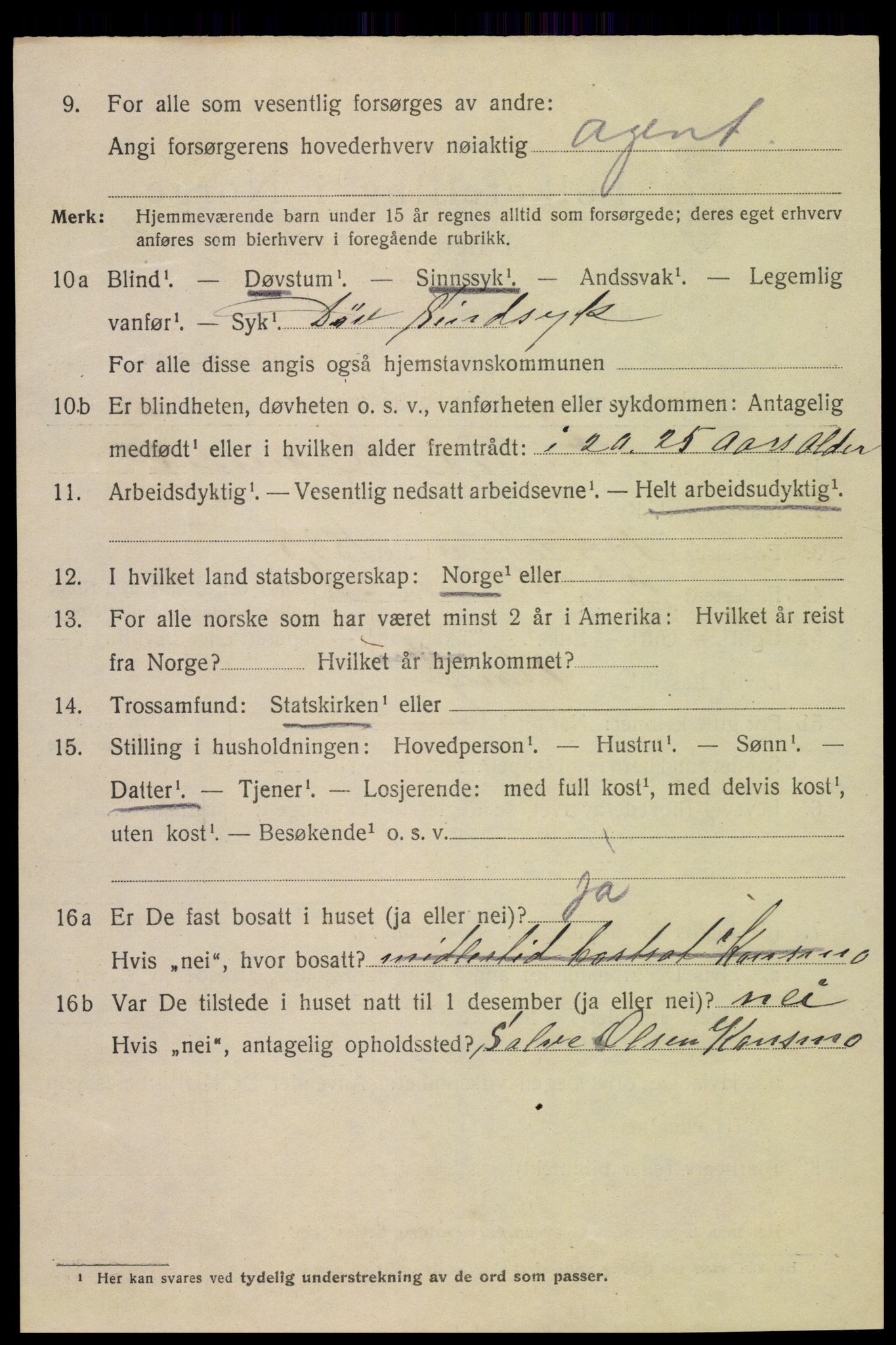 SAK, Folketelling 1920 for 1002 Mandal ladested, 1920, s. 6814