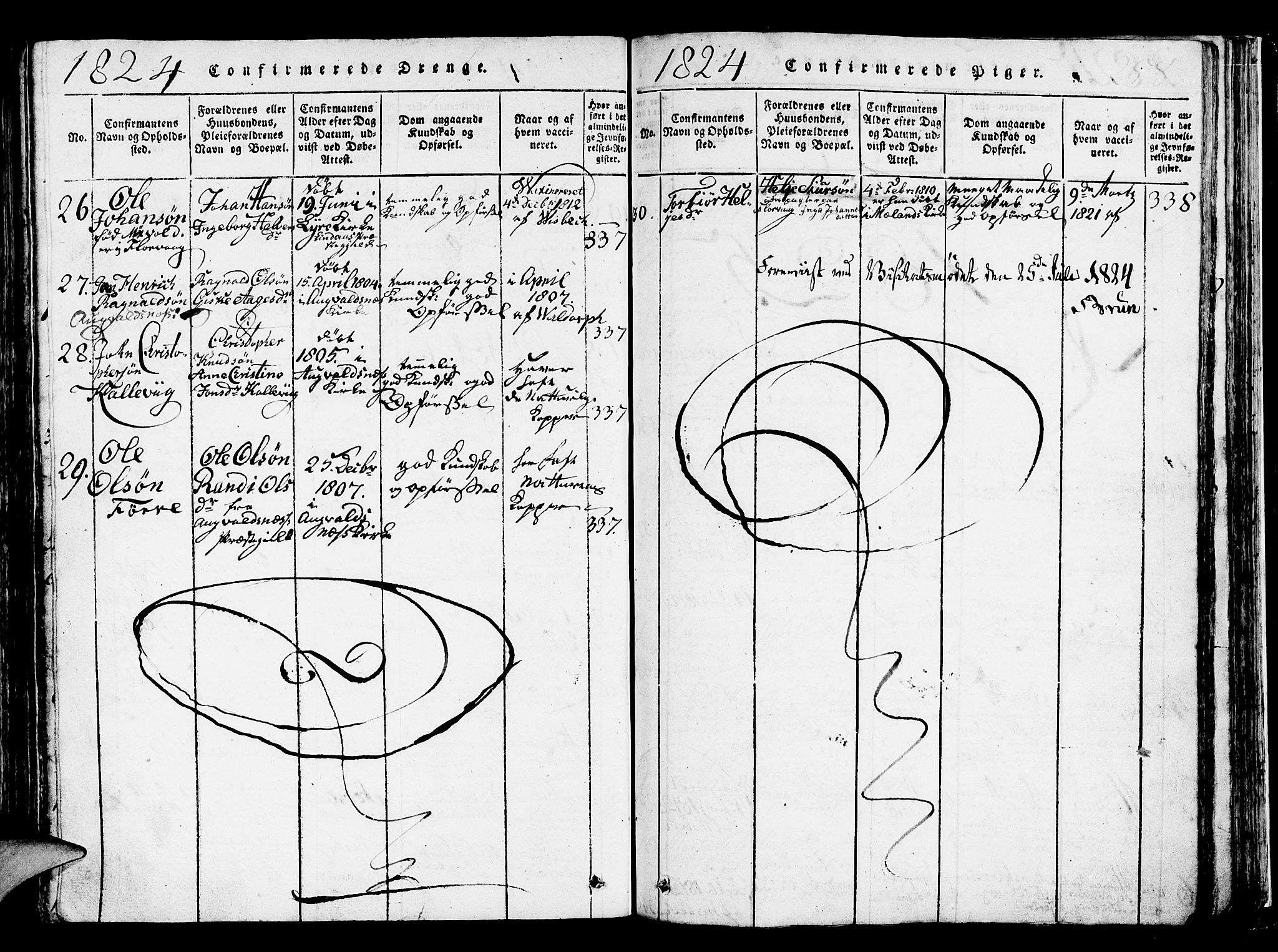 Askøy Sokneprestembete, AV/SAB-A-74101/H/Ha/Hab/Haba/L0002: Klokkerbok nr. A 2, 1815-1846, s. 258