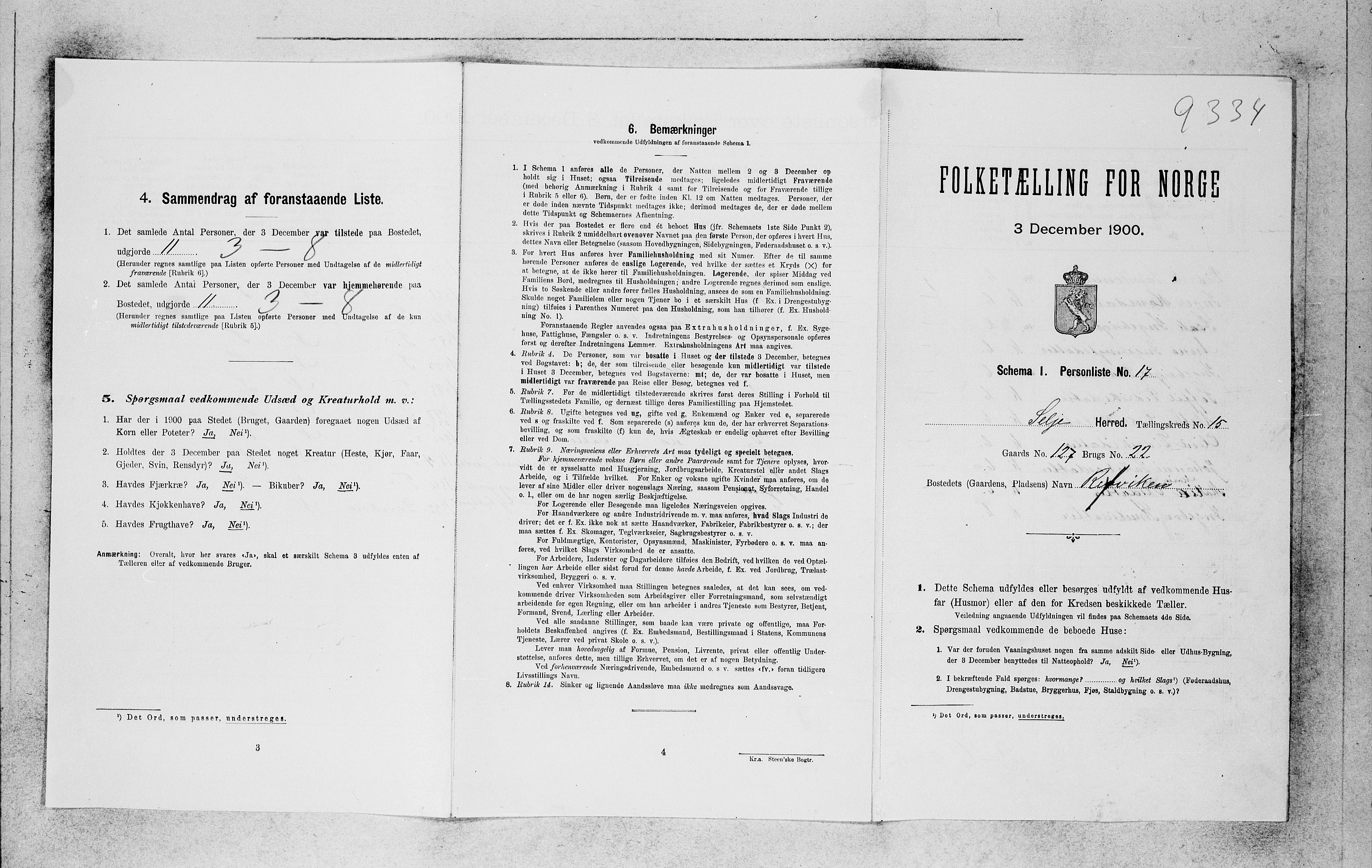 SAB, Folketelling 1900 for 1441 Selje herred, 1900, s. 1436
