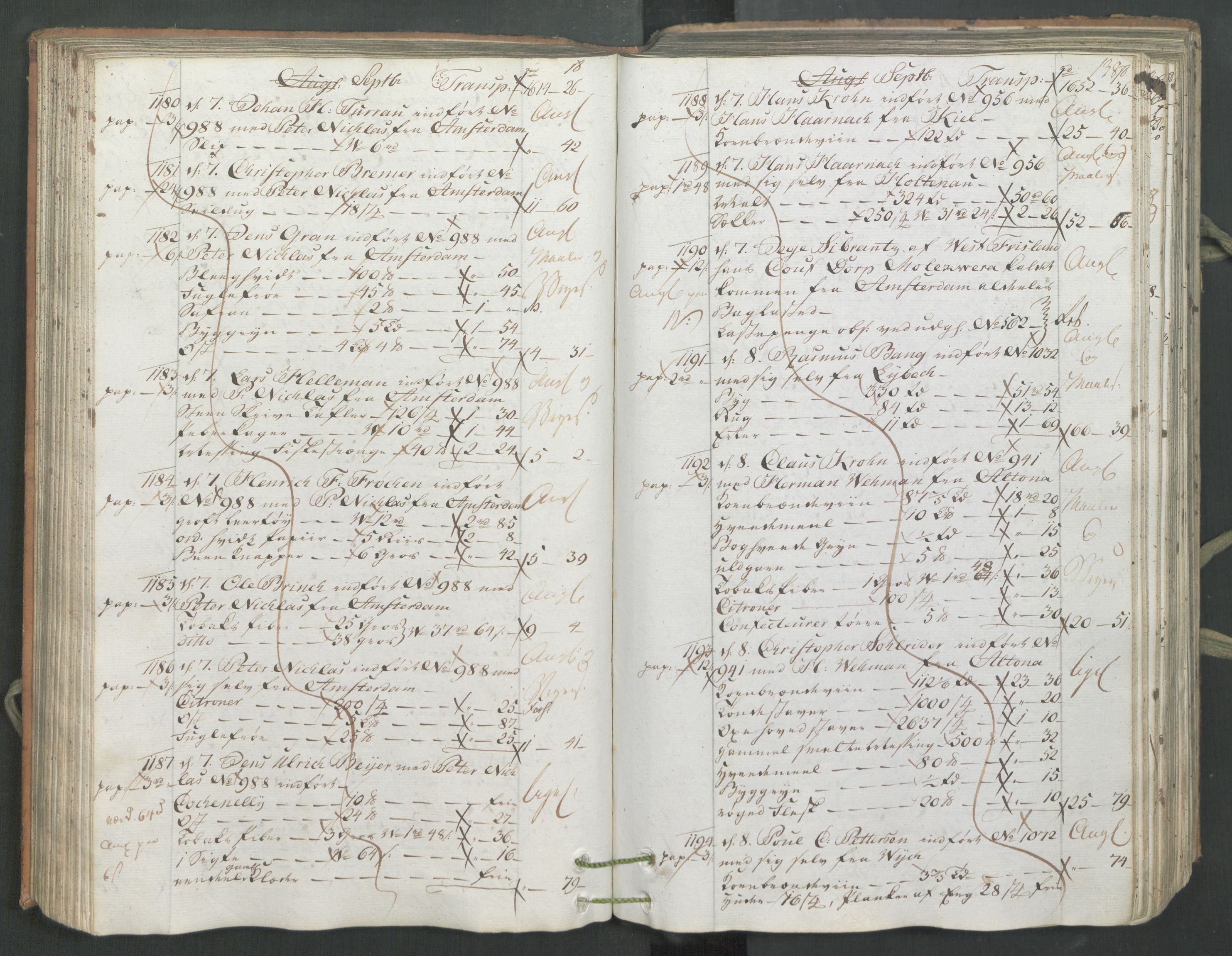 Generaltollkammeret, tollregnskaper, AV/RA-EA-5490/R26/L0222/0001: Tollregnskaper Bergen A / Inngående hovedtollbok, 1786, s. 137b-138a
