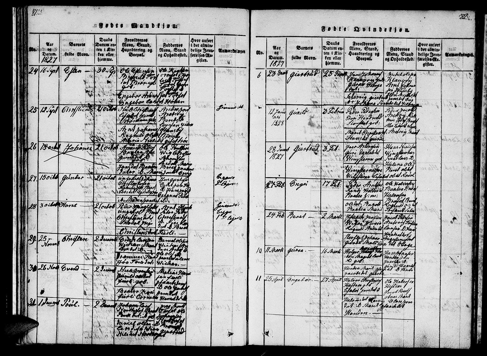 Ministerialprotokoller, klokkerbøker og fødselsregistre - Møre og Romsdal, AV/SAT-A-1454/578/L0908: Klokkerbok nr. 578C01, 1819-1837, s. 81-82