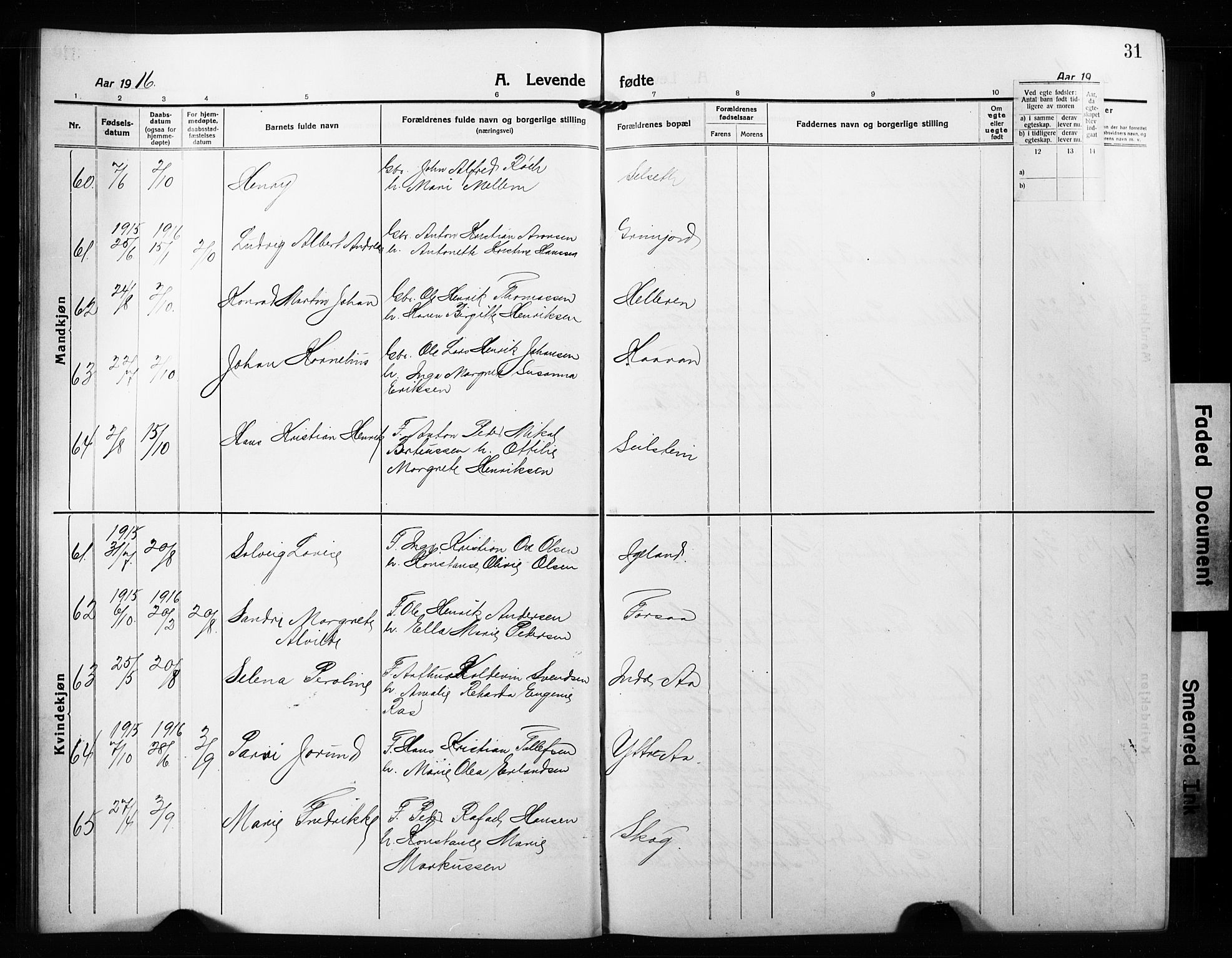 Ibestad sokneprestembete, AV/SATØ-S-0077/H/Ha/Hab/L0010klokker: Klokkerbok nr. 10, 1915-1929, s. 31