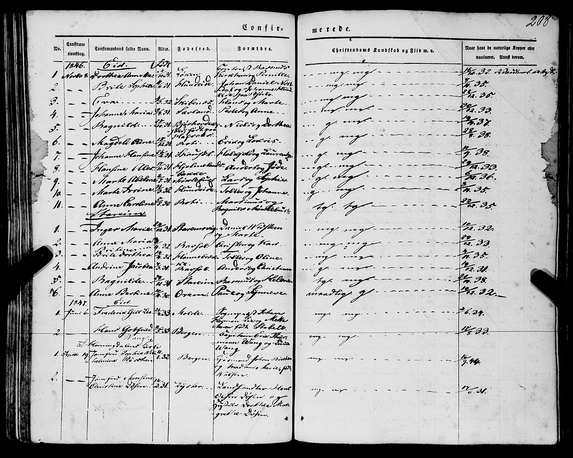 Eid sokneprestembete, AV/SAB-A-82301/H/Haa/Haaa/L0007: Ministerialbok nr. A 7, 1844-1858, s. 208