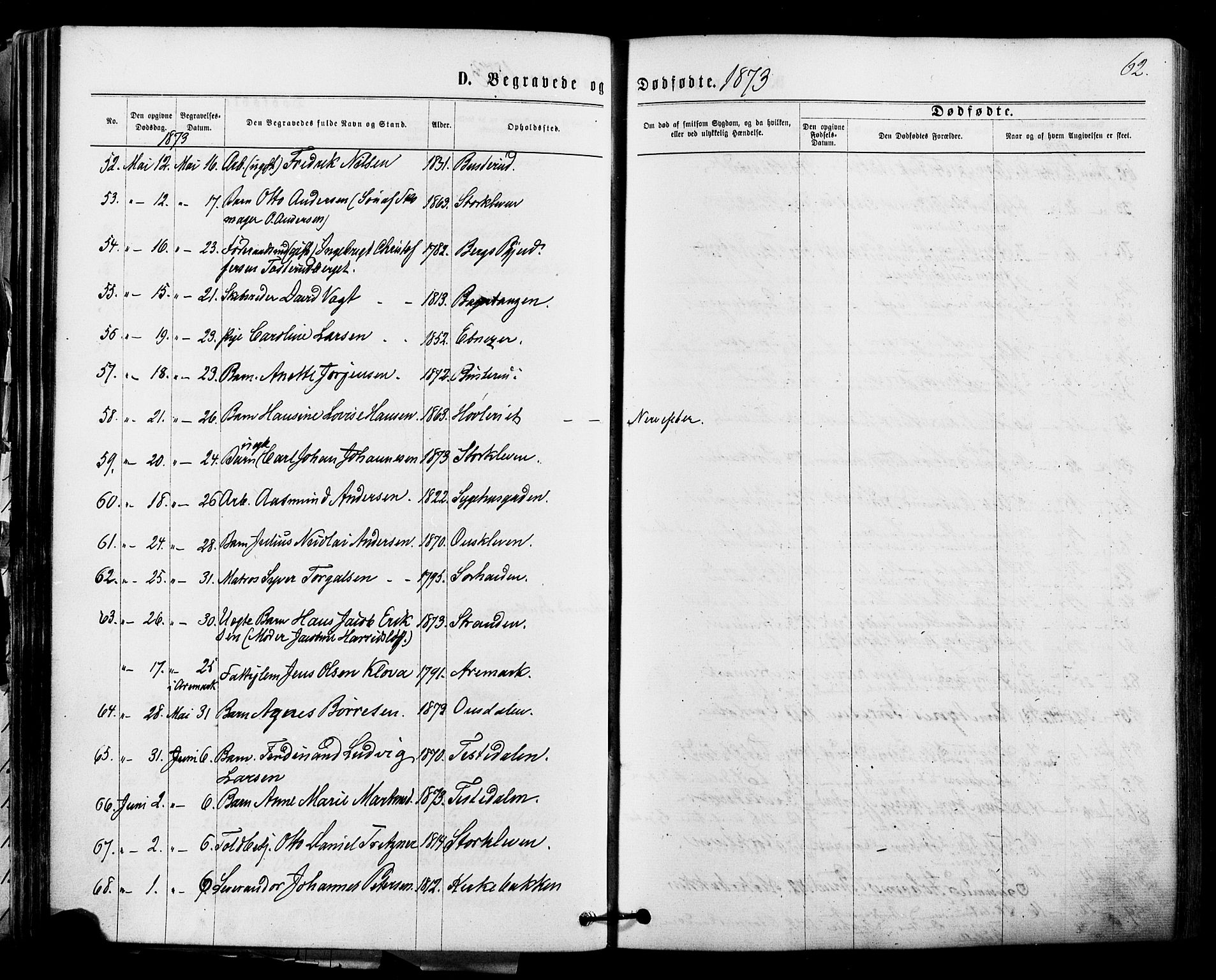 Halden prestekontor Kirkebøker, AV/SAO-A-10909/F/Fa/L0010: Ministerialbok nr. I 10, 1866-1877, s. 62