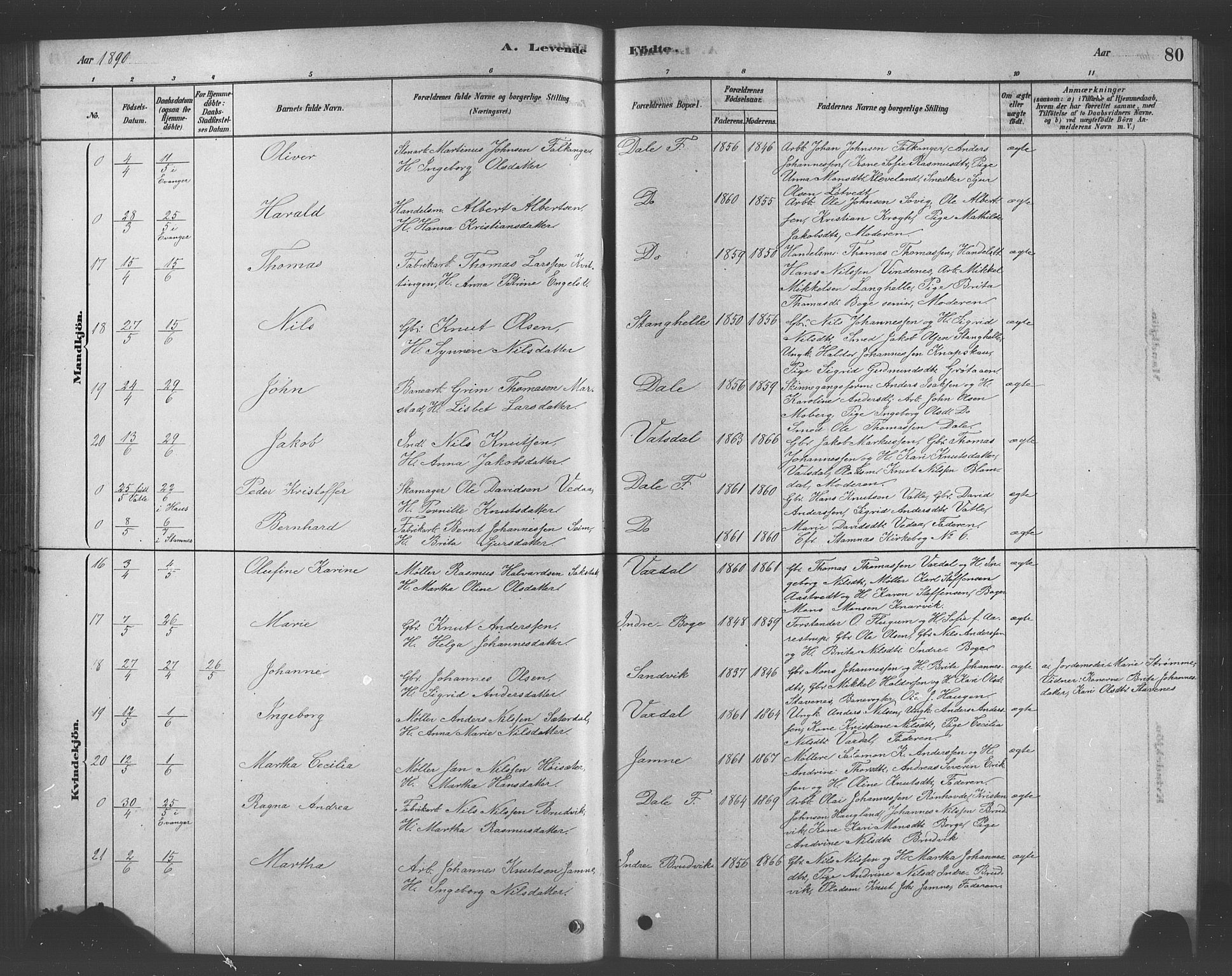 Bruvik Sokneprestembete, AV/SAB-A-74701/H/Hab: Klokkerbok nr. A 1, 1878-1907, s. 80