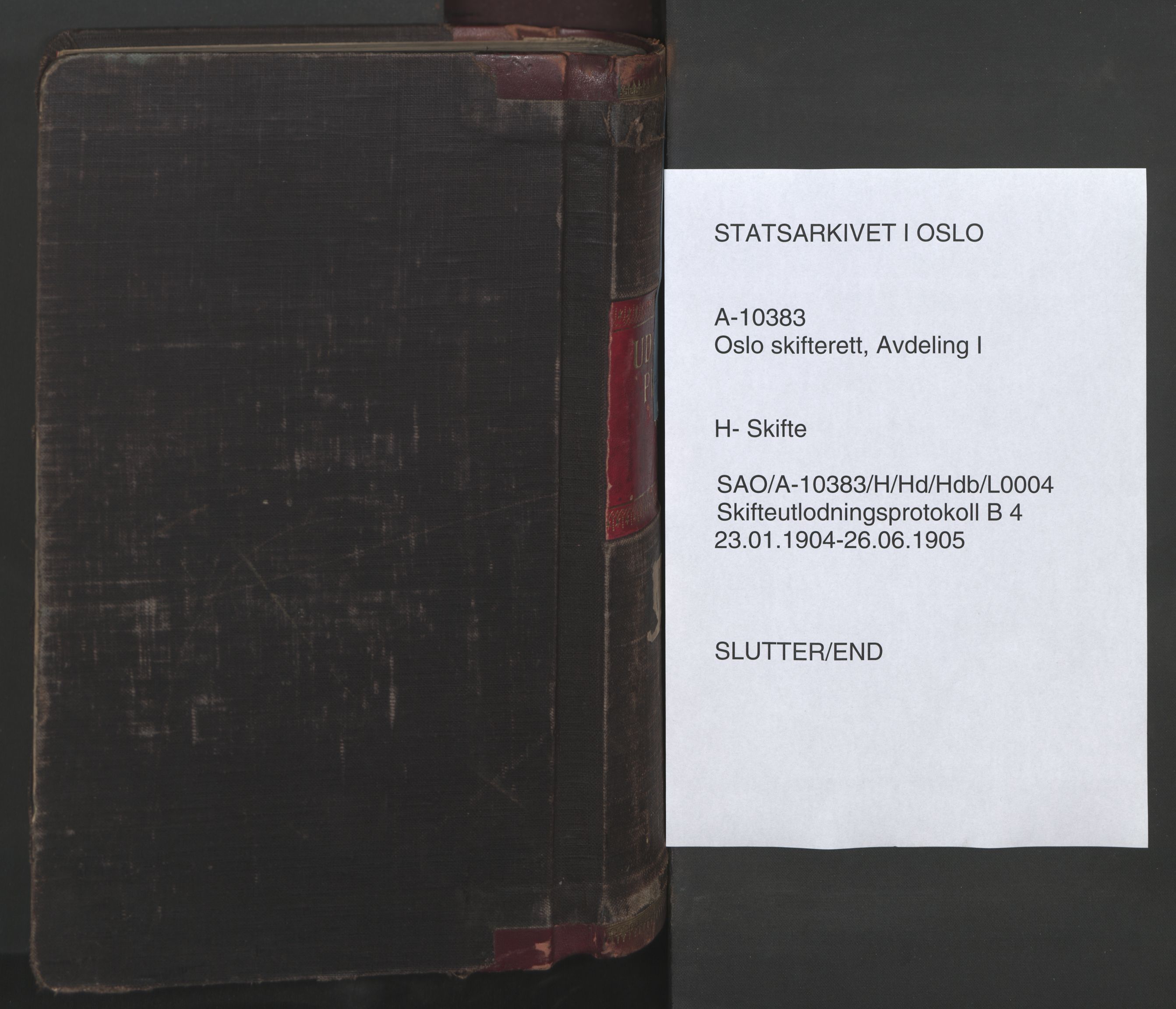 Oslo skifterett, SAO/A-10383/H/Hd/Hdb/L0004: Skifteutlodningsprotokoll, 1904-1905