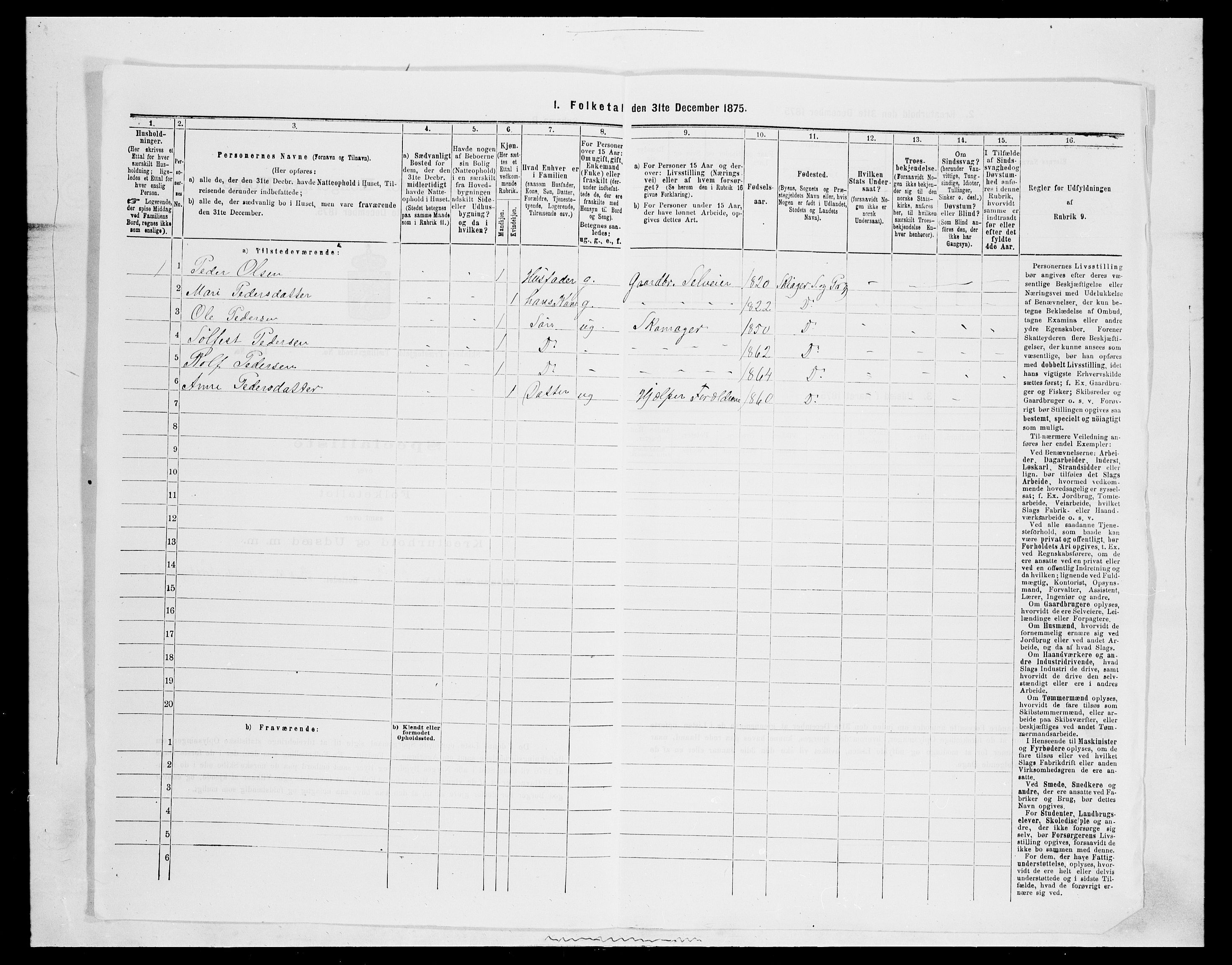 SAH, Folketelling 1875 for 0513P Skjåk prestegjeld, 1875, s. 156