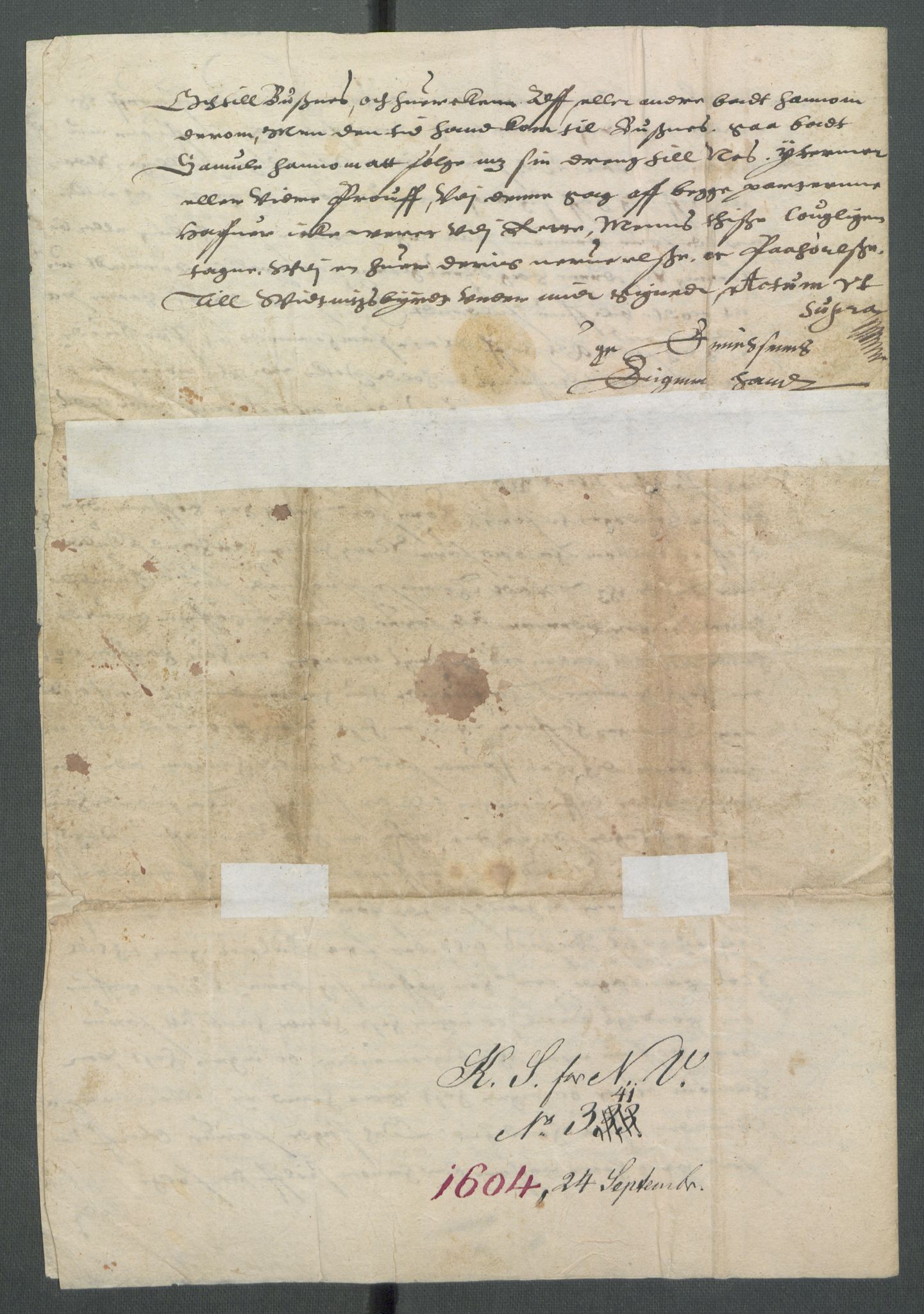 Riksarkivets diplomsamling, AV/RA-EA-5965/F02/L0113: Dokumenter, 1604, s. 60