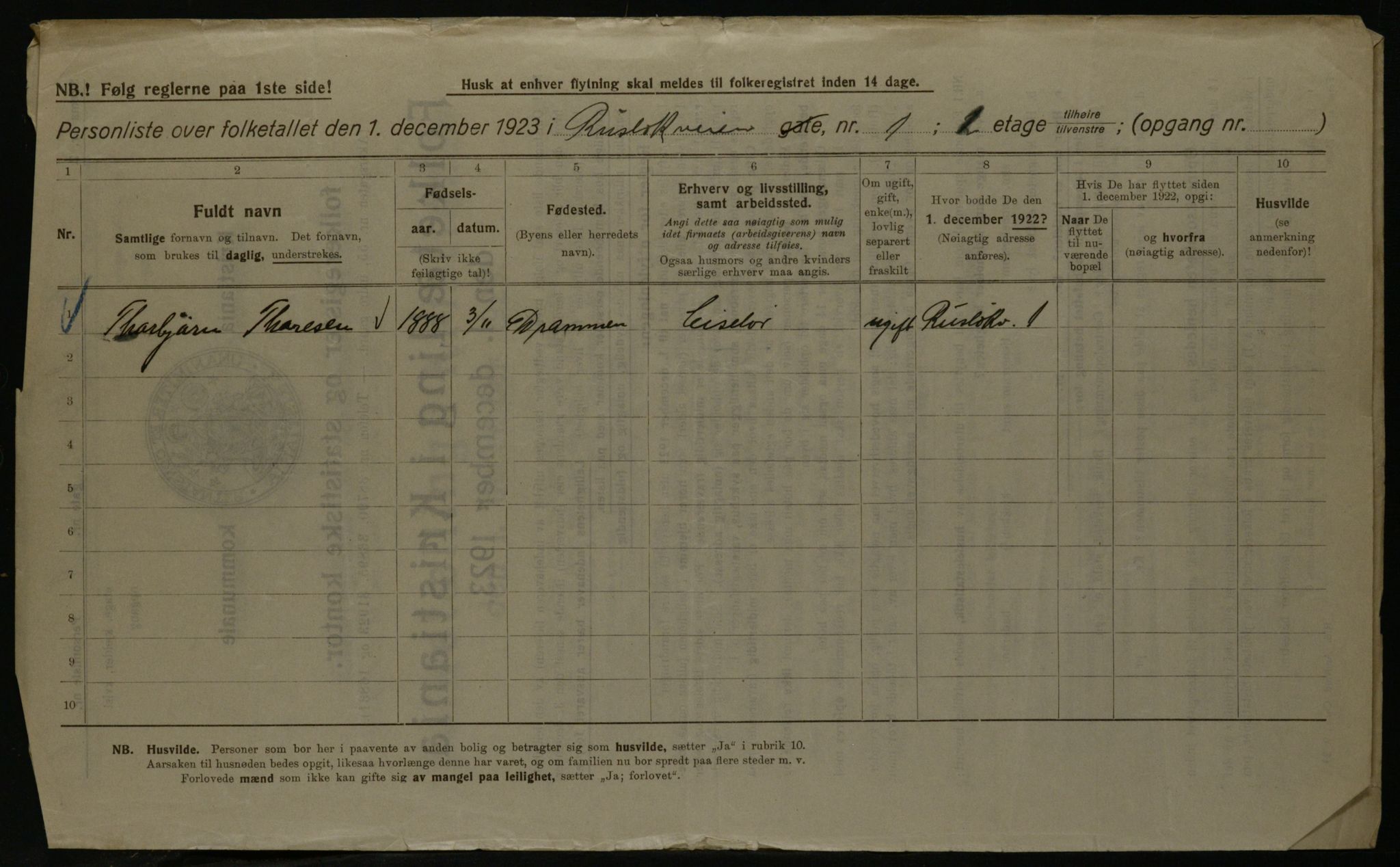 OBA, Kommunal folketelling 1.12.1923 for Kristiania, 1923, s. 93482