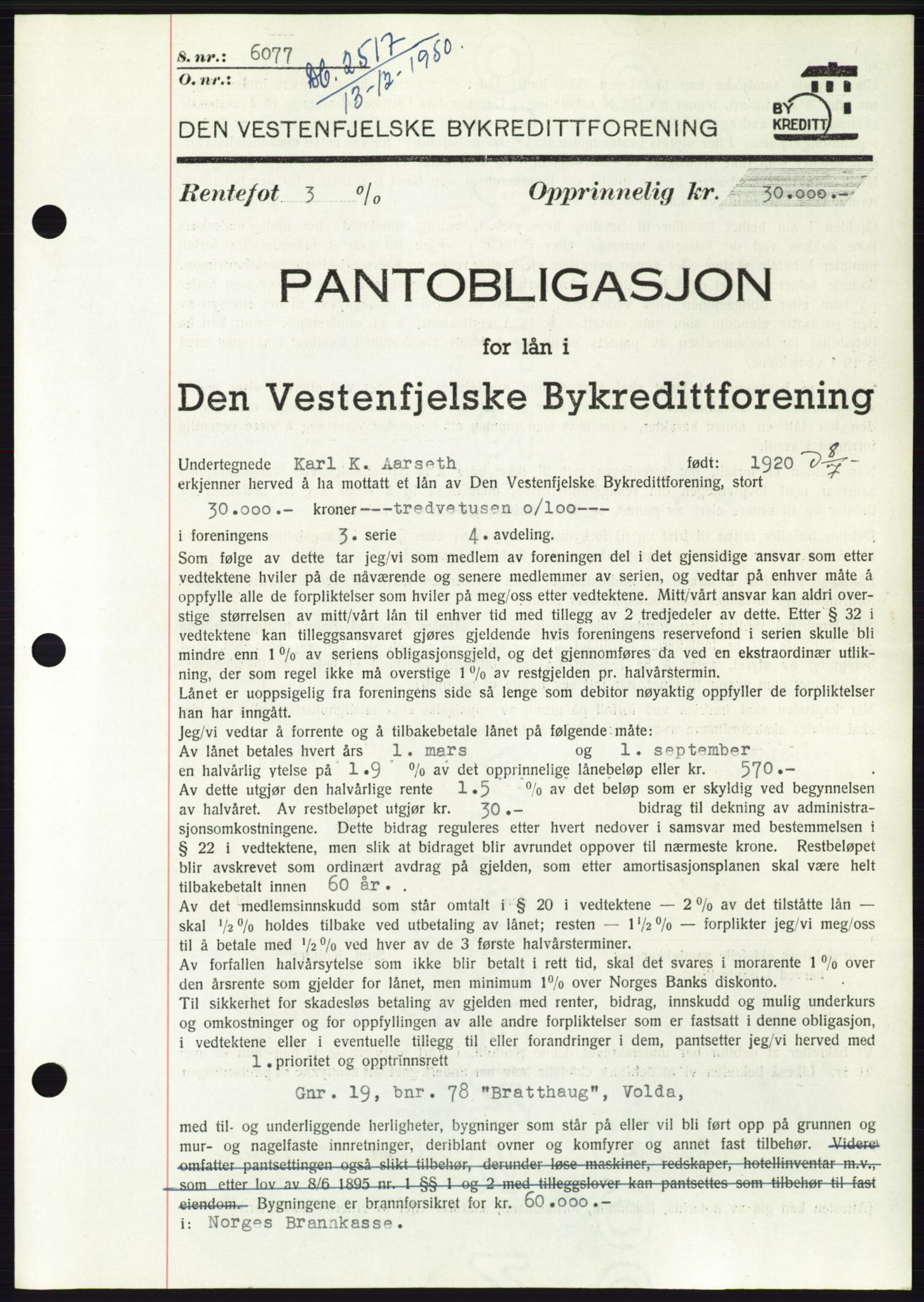 Søre Sunnmøre sorenskriveri, SAT/A-4122/1/2/2C/L0119: Pantebok nr. 7B, 1950-1951, Dagboknr: 2517/1950