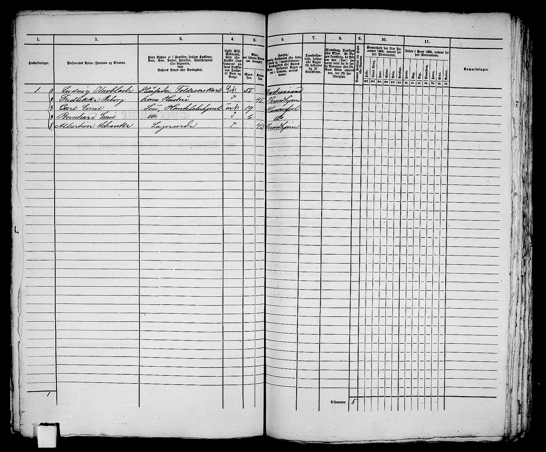 RA, Folketelling 1865 for 2001B Hammerfest prestegjeld, Hammerfest kjøpstad, 1865, s. 240