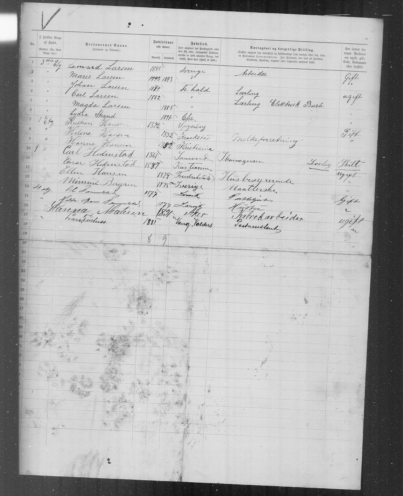 OBA, Kommunal folketelling 31.12.1899 for Kristiania kjøpstad, 1899, s. 5258