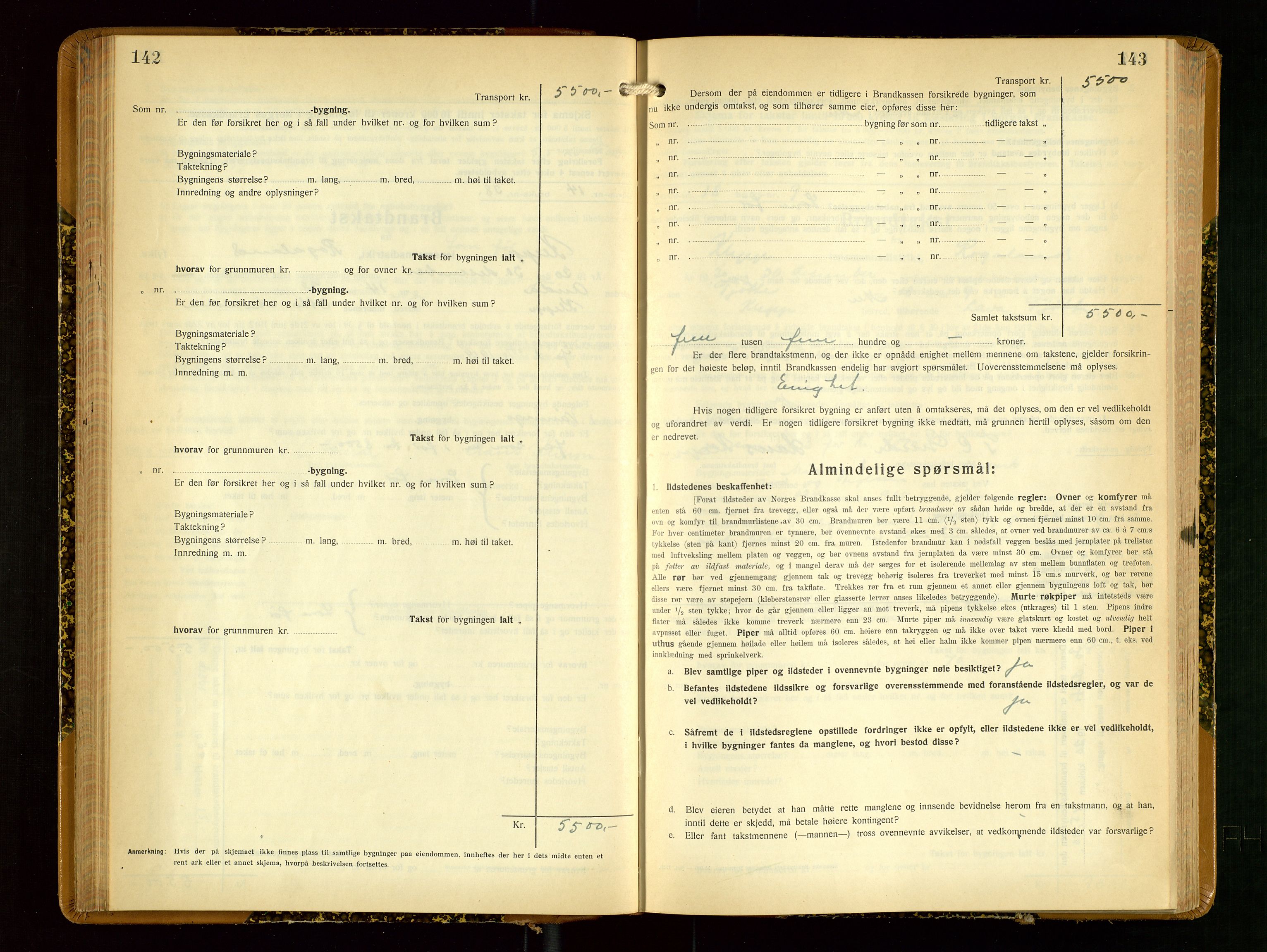 Klepp lensmannskontor, SAST/A-100163/Goc/L0012: "Brandtakstprotokoll" m/register, 1929-1933, s. 142-143