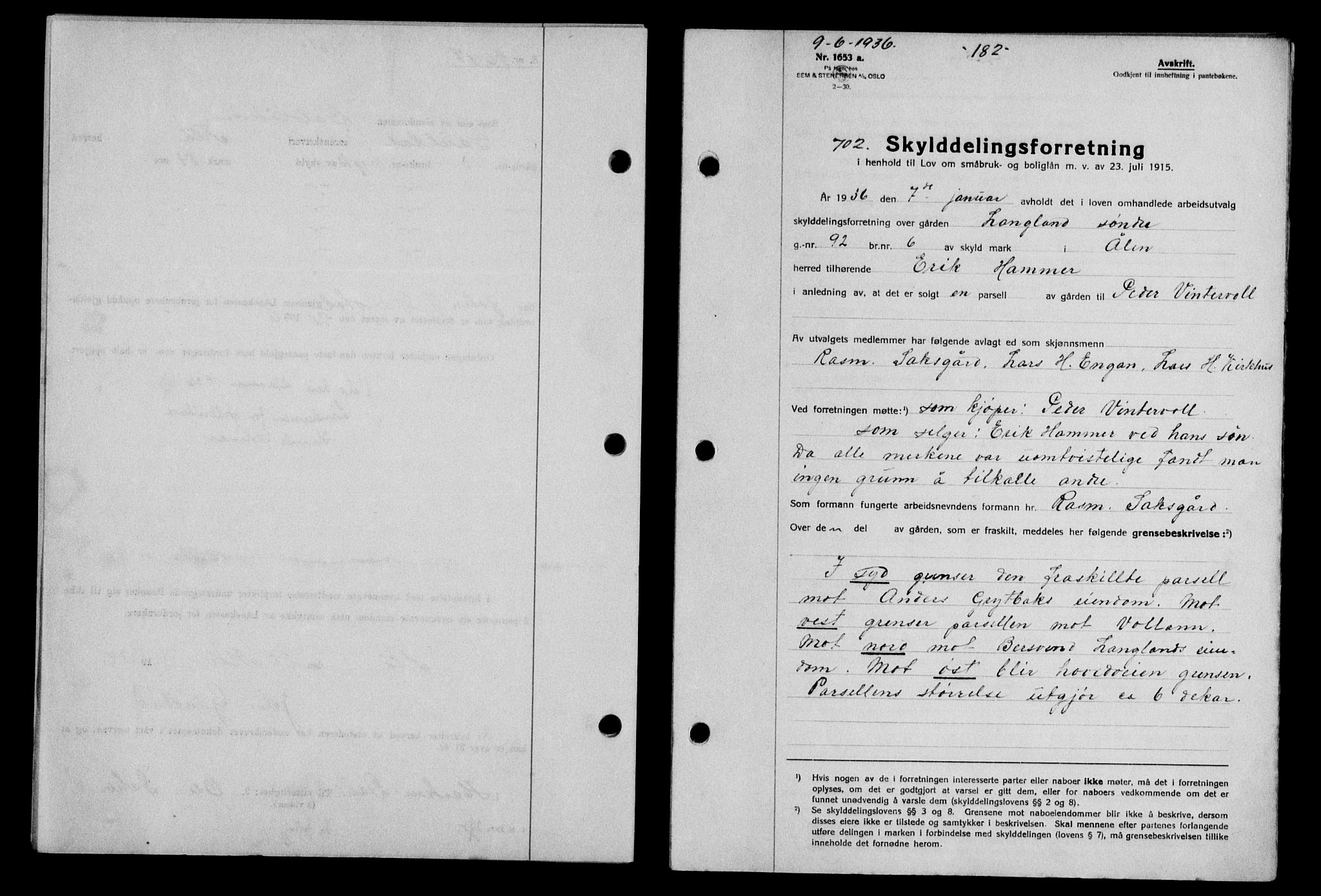 Gauldal sorenskriveri, SAT/A-0014/1/2/2C/L0046: Pantebok nr. 49-50, 1936-1937, Dagboknr: 702/1936