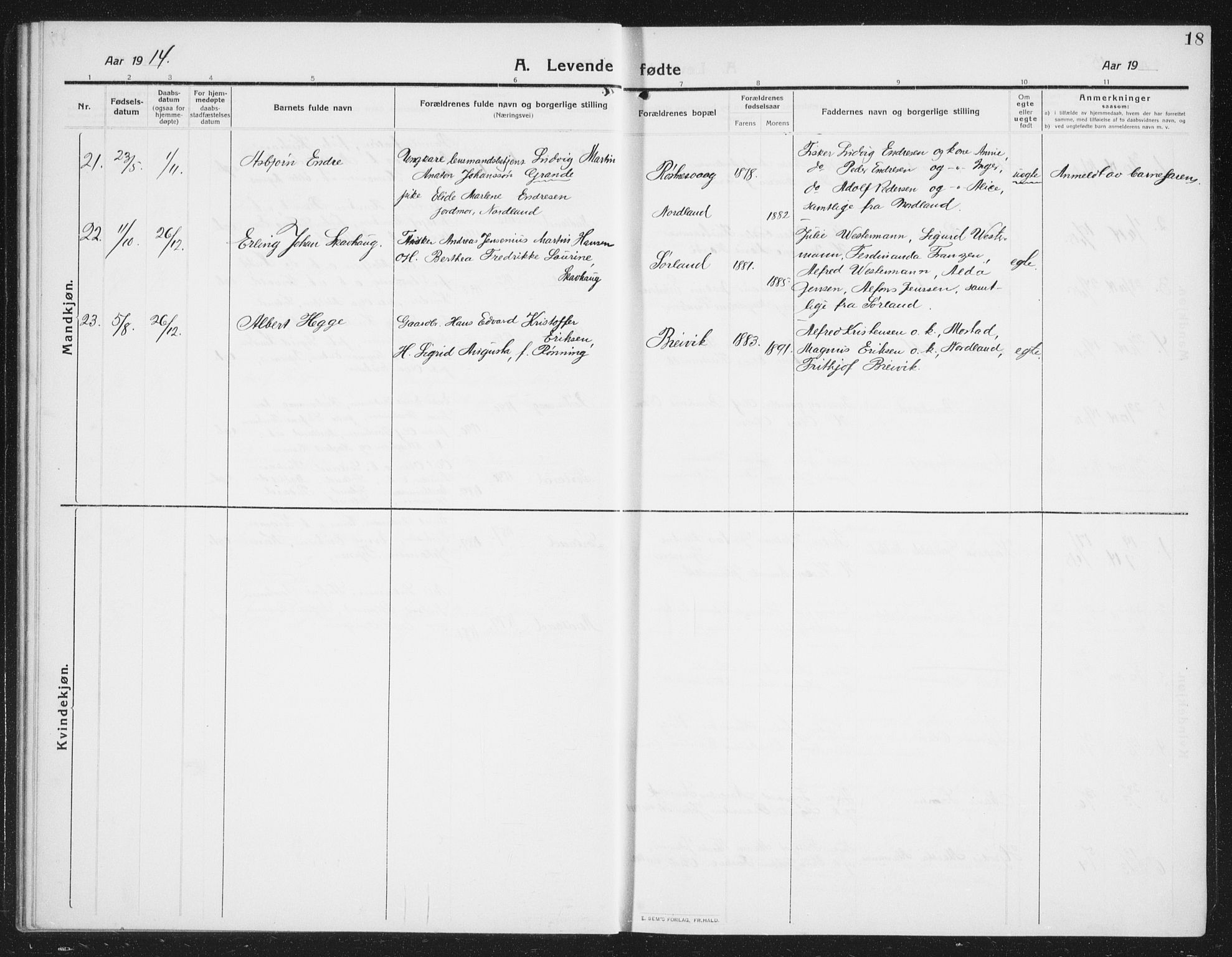 Ministerialprotokoller, klokkerbøker og fødselsregistre - Nordland, AV/SAT-A-1459/807/L0124: Klokkerbok nr. 807C02, 1910-1935, s. 18
