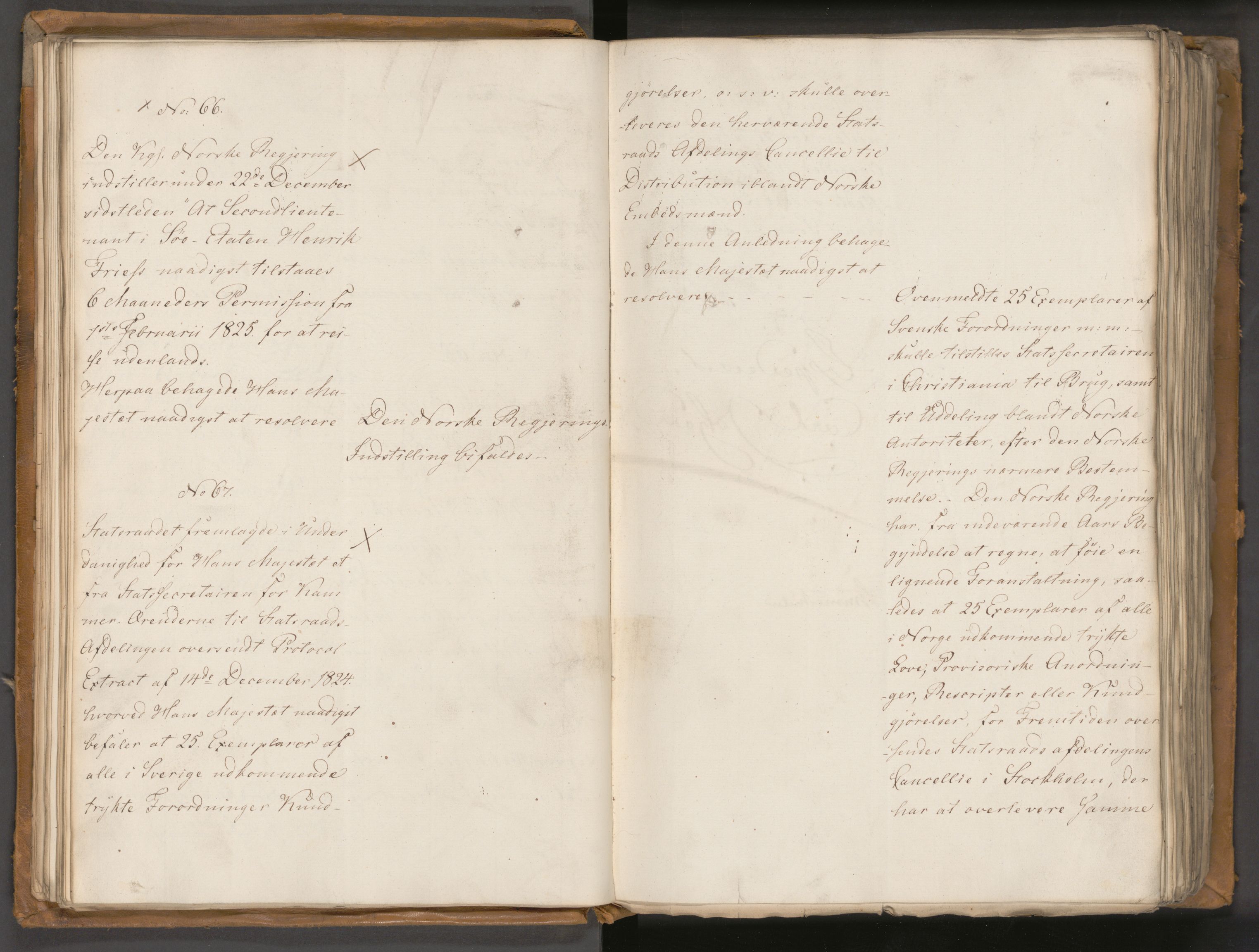 Statsrådssekretariatet, AV/RA-S-1001/A/Ab/L0020: Kgl. res. nr. 1-579, 1. halvår, 1825