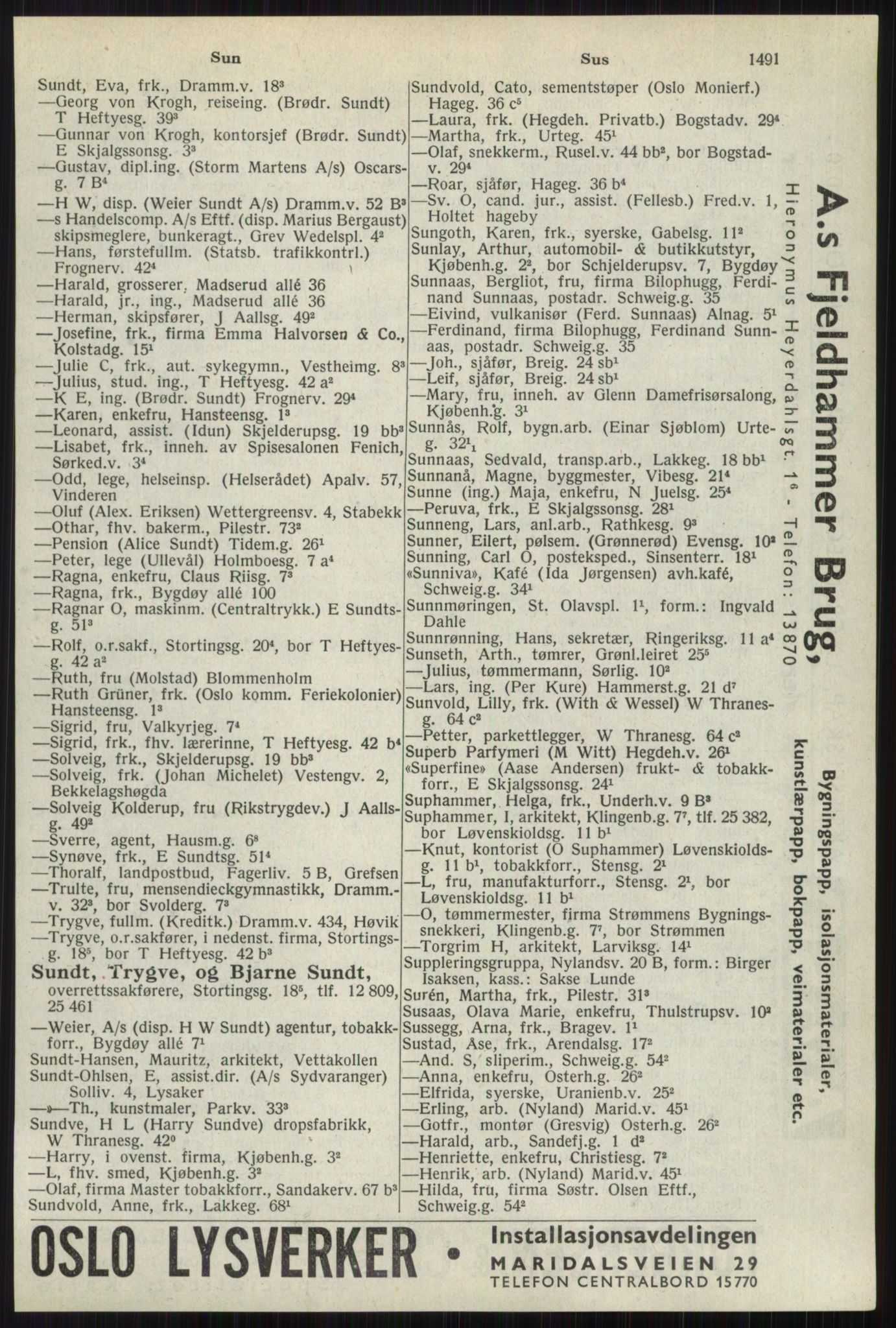 Kristiania/Oslo adressebok, PUBL/-, 1941, s. 1491