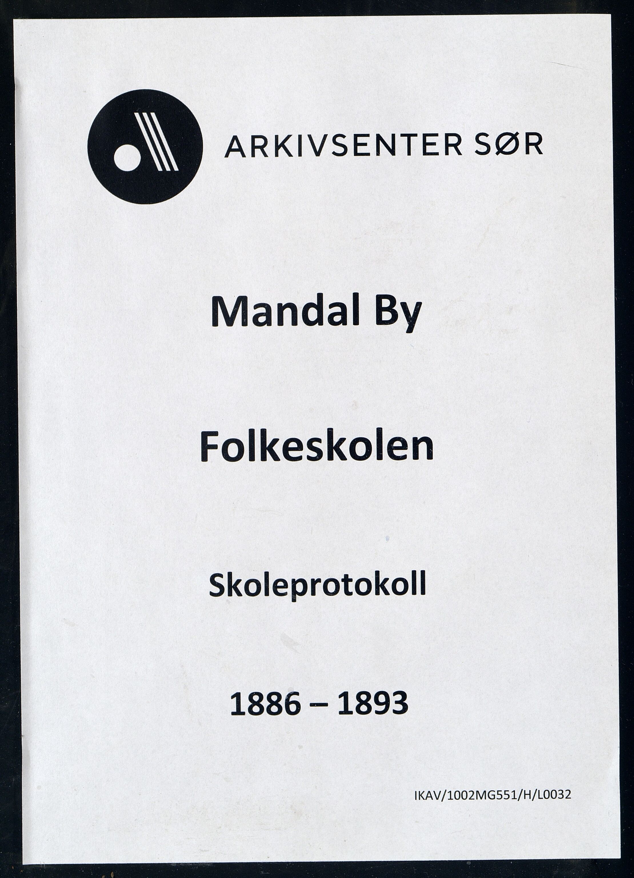 Mandal By - Mandal Allmueskole/Folkeskole/Skole, ARKSOR/1002MG551/H/L0032: Skoleprotokoll, 1886-1893