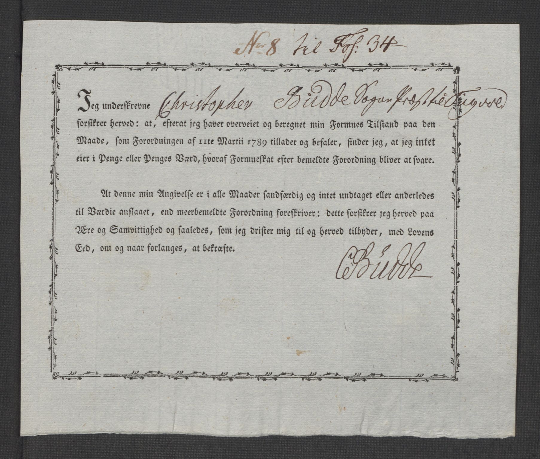 Rentekammeret inntil 1814, Reviderte regnskaper, Mindre regnskaper, AV/RA-EA-4068/Rf/Rfe/L0031: Nordmøre fogderi, Numedal og Sandsvær fogderi, 1789, s. 285