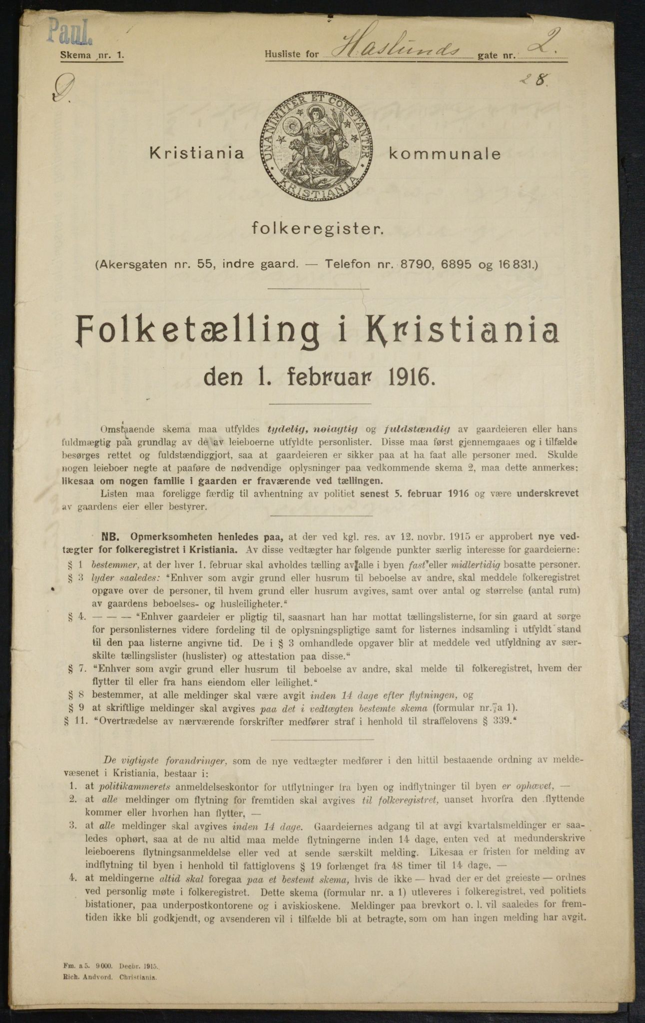OBA, Kommunal folketelling 1.2.1916 for Kristiania, 1916, s. 27146