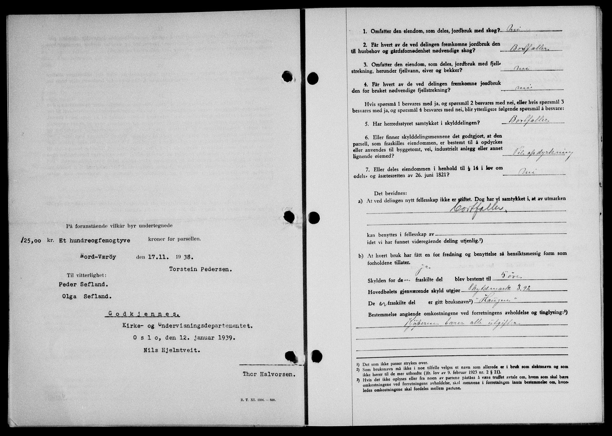 Lofoten sorenskriveri, SAT/A-0017/1/2/2C/L0005a: Pantebok nr. 5a, 1939-1939, Dagboknr: 975/1939