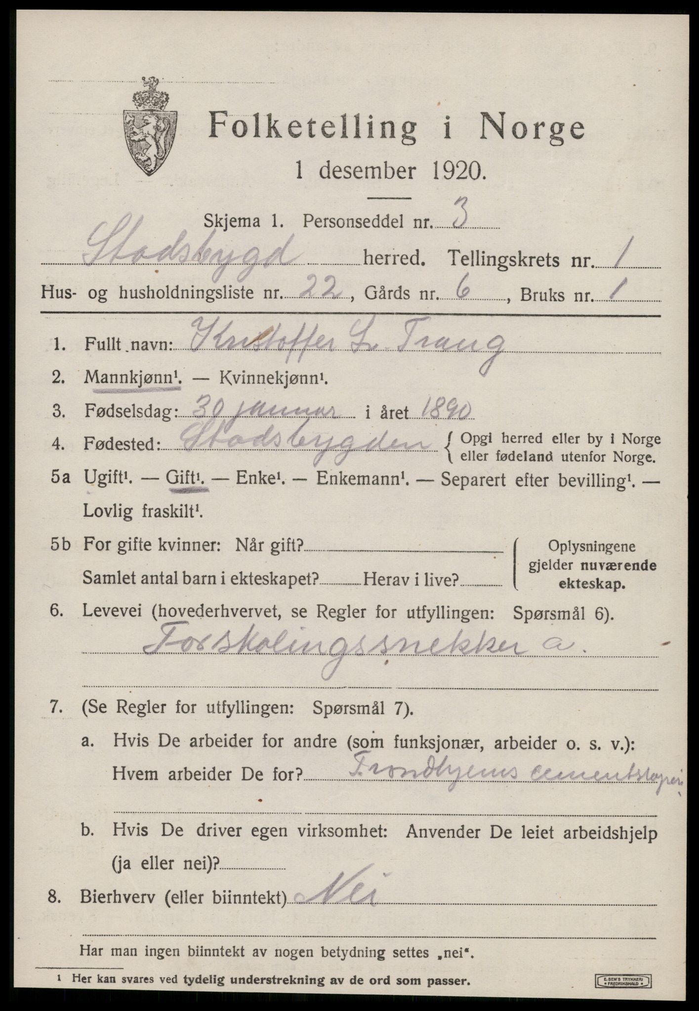 SAT, Folketelling 1920 for 1625 Stadsbygd herred, 1920, s. 958