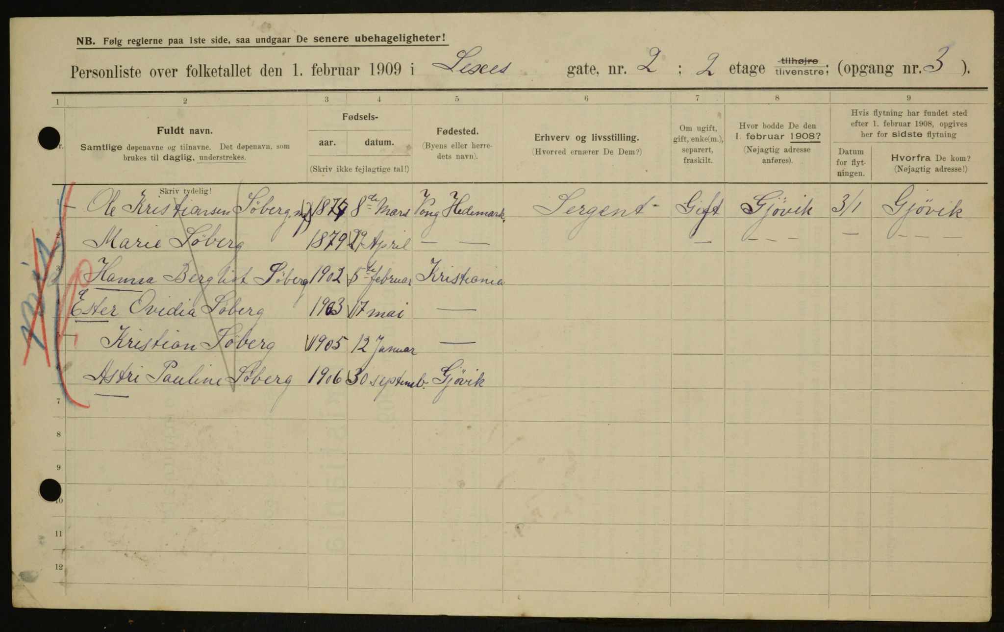 OBA, Kommunal folketelling 1.2.1909 for Kristiania kjøpstad, 1909, s. 85928