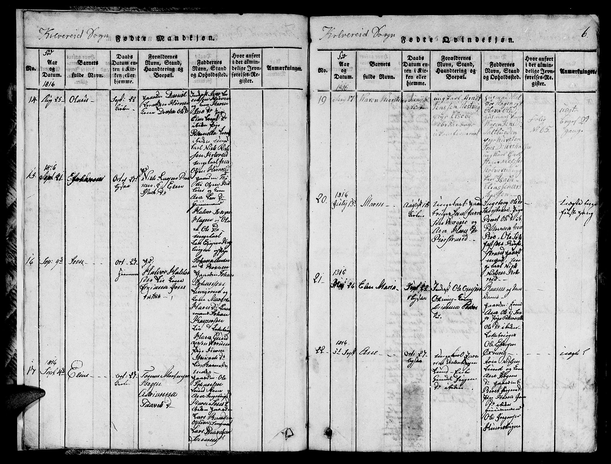 Ministerialprotokoller, klokkerbøker og fødselsregistre - Nord-Trøndelag, SAT/A-1458/780/L0648: Klokkerbok nr. 780C01 /1, 1815-1870, s. 6