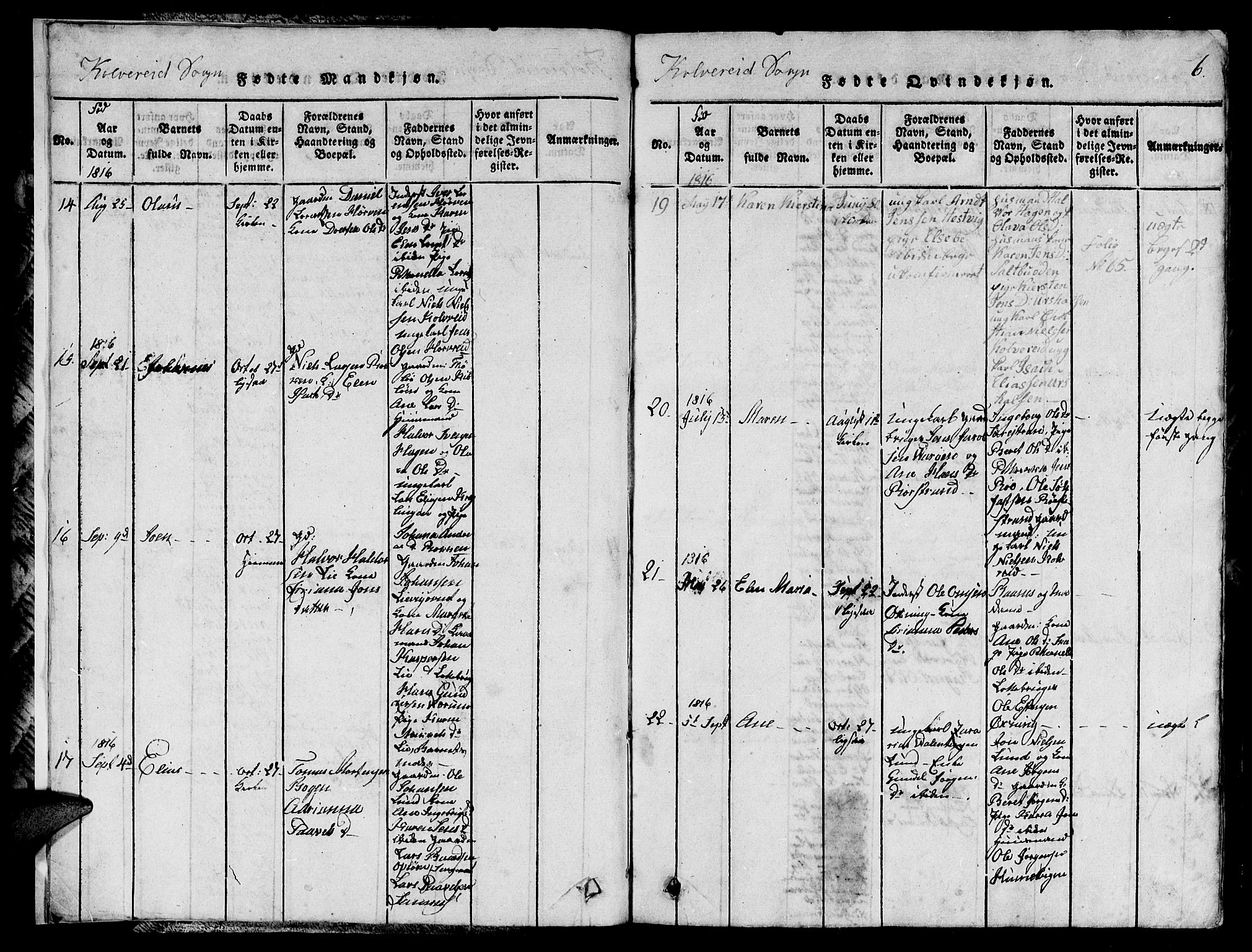 Ministerialprotokoller, klokkerbøker og fødselsregistre - Nord-Trøndelag, AV/SAT-A-1458/780/L0648: Klokkerbok nr. 780C01 /1, 1815-1870, s. 6