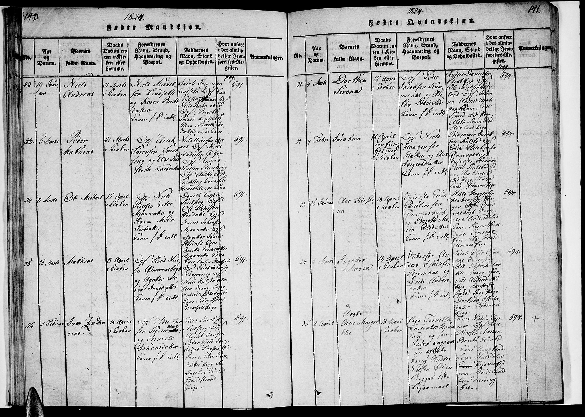 Ministerialprotokoller, klokkerbøker og fødselsregistre - Nordland, AV/SAT-A-1459/820/L0288: Ministerialbok nr. 820A09, 1820-1825, s. 140-141