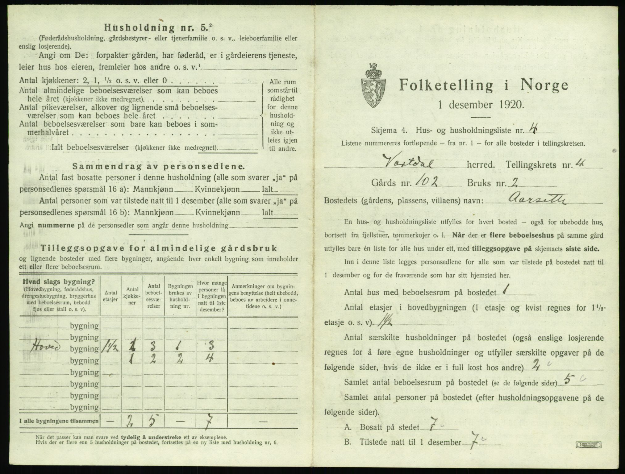 SAT, Folketelling 1920 for 1521 Vartdal herred, 1920, s. 225