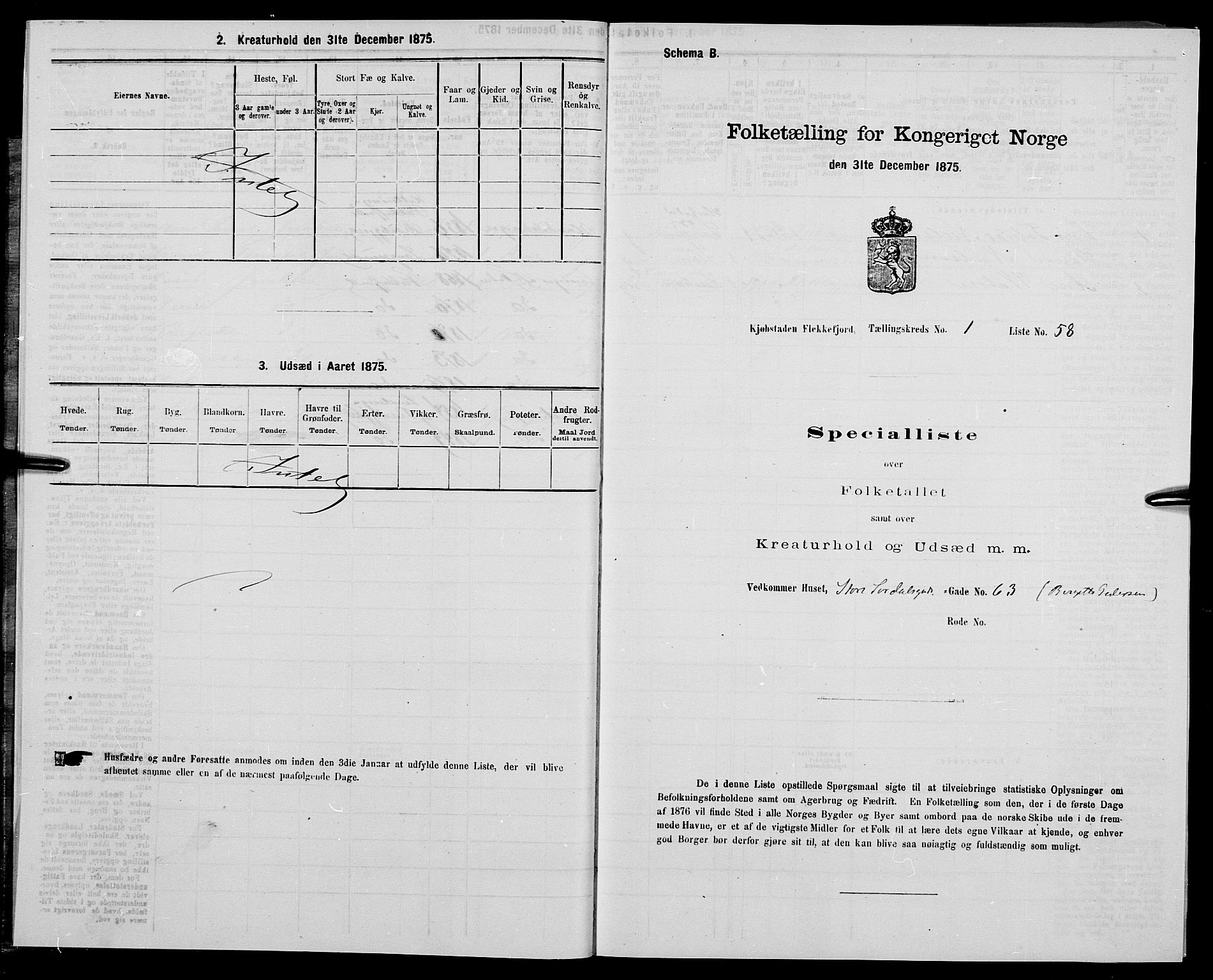 SAK, Folketelling 1875 for 1004B Flekkefjord prestegjeld, Flekkefjord kjøpstad, 1875, s. 20