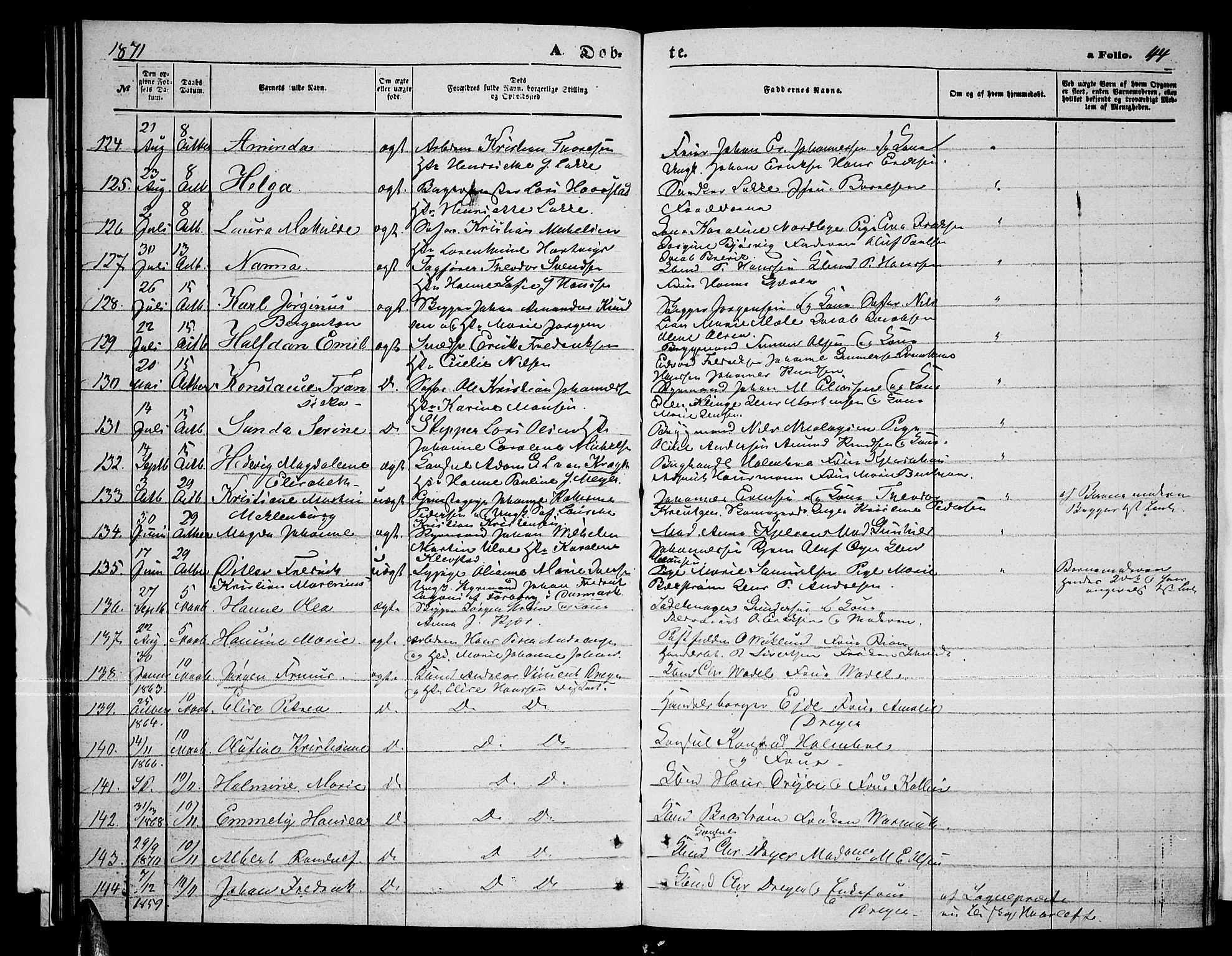 Tromsø sokneprestkontor/stiftsprosti/domprosti, AV/SATØ-S-1343/G/Gb/L0007klokker: Klokkerbok nr. 7, 1867-1875, s. 44