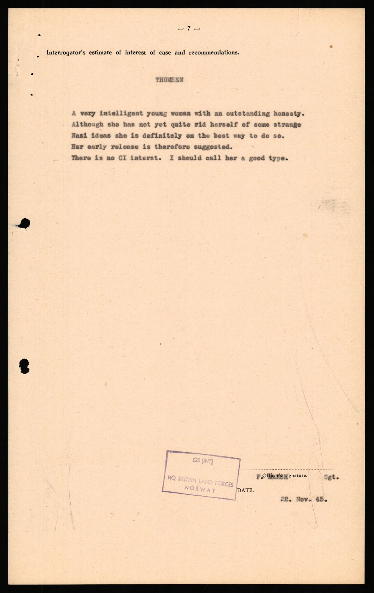 Forsvaret, Forsvarets overkommando II, AV/RA-RAFA-3915/D/Db/L0033: CI Questionaires. Tyske okkupasjonsstyrker i Norge. Tyskere., 1945-1946, s. 494