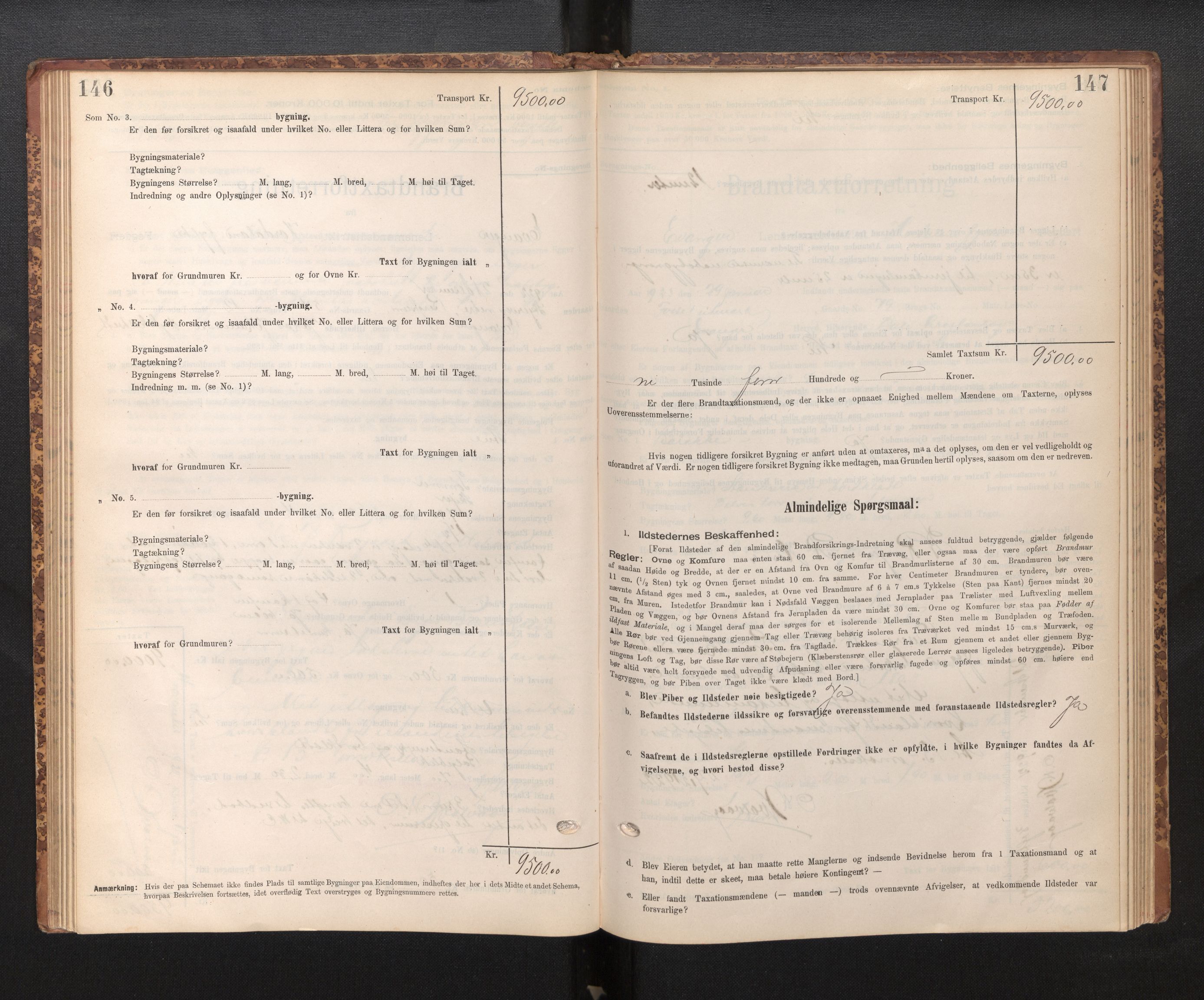 Lensmannen i Evanger, SAB/A-31701/0012/L0005: Branntakstprotokoll, skjematakst, 1895-1935, s. 146-147